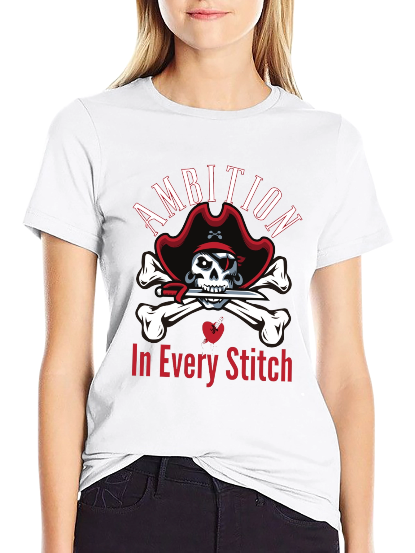 Ambition in Every Stitch Pirate Skull T-Shirt