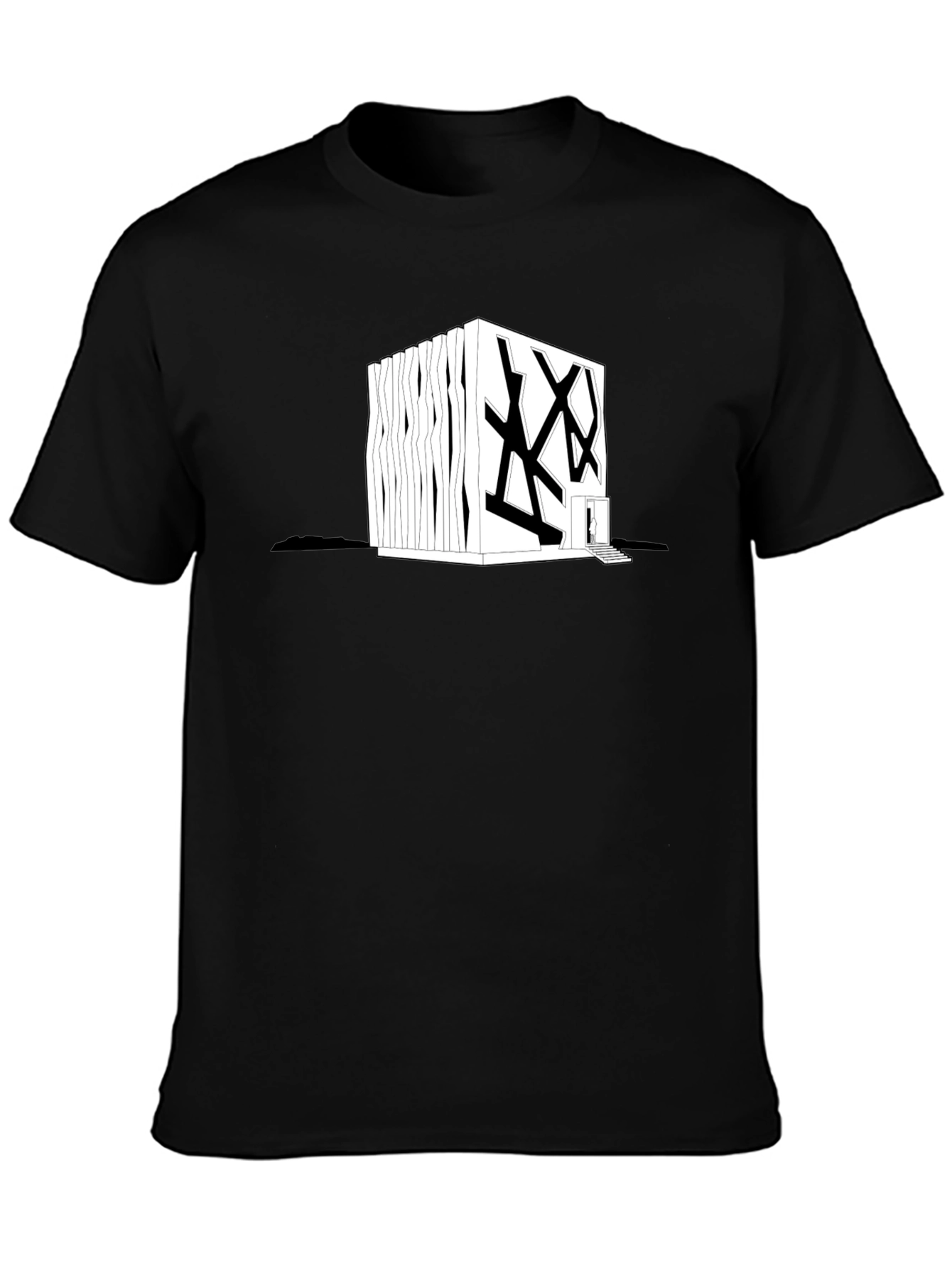 Modern Architecture Graphic Tee - Black Cotton Shirt