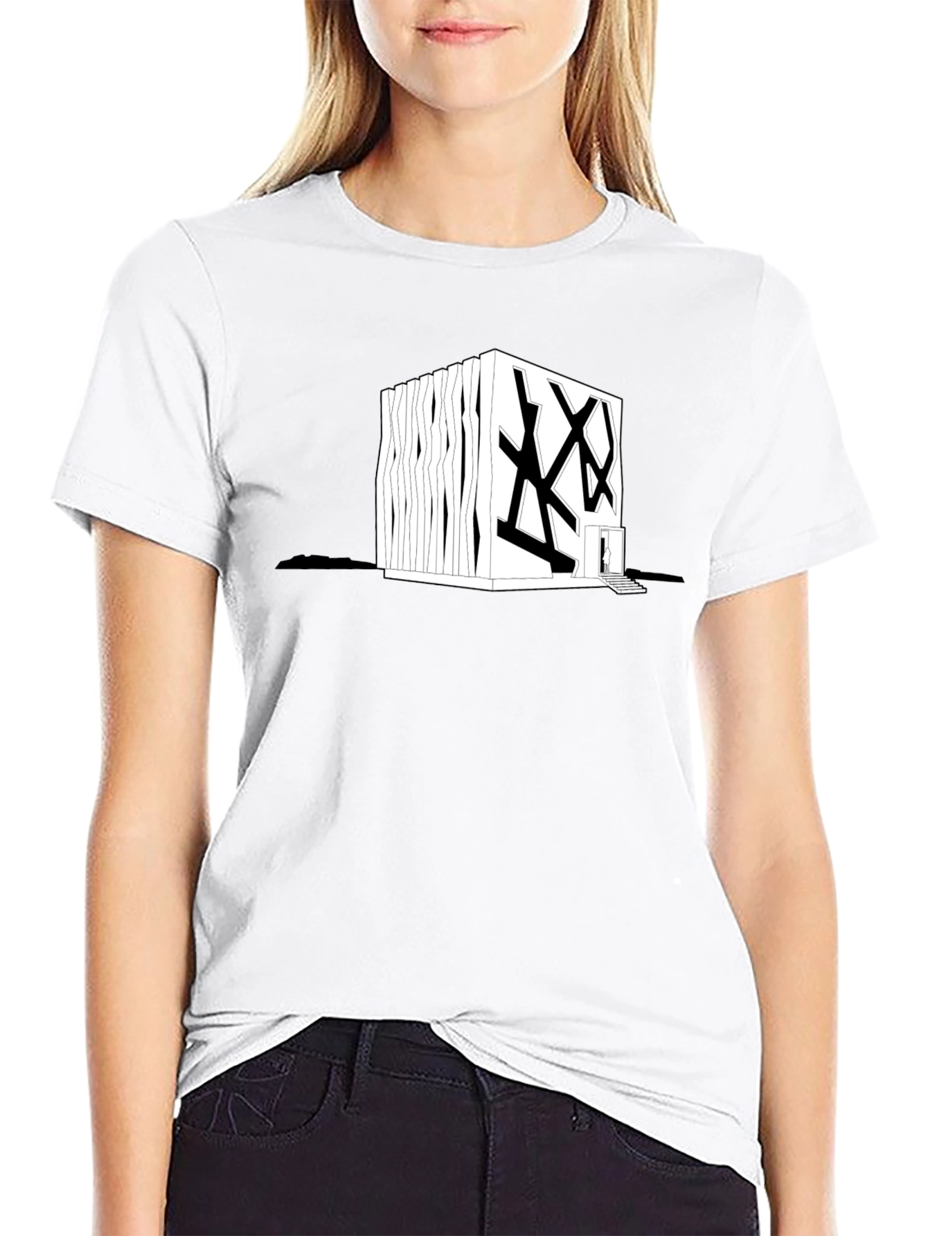 Modern Architecture Graphic Tee - Black Cotton Shirt