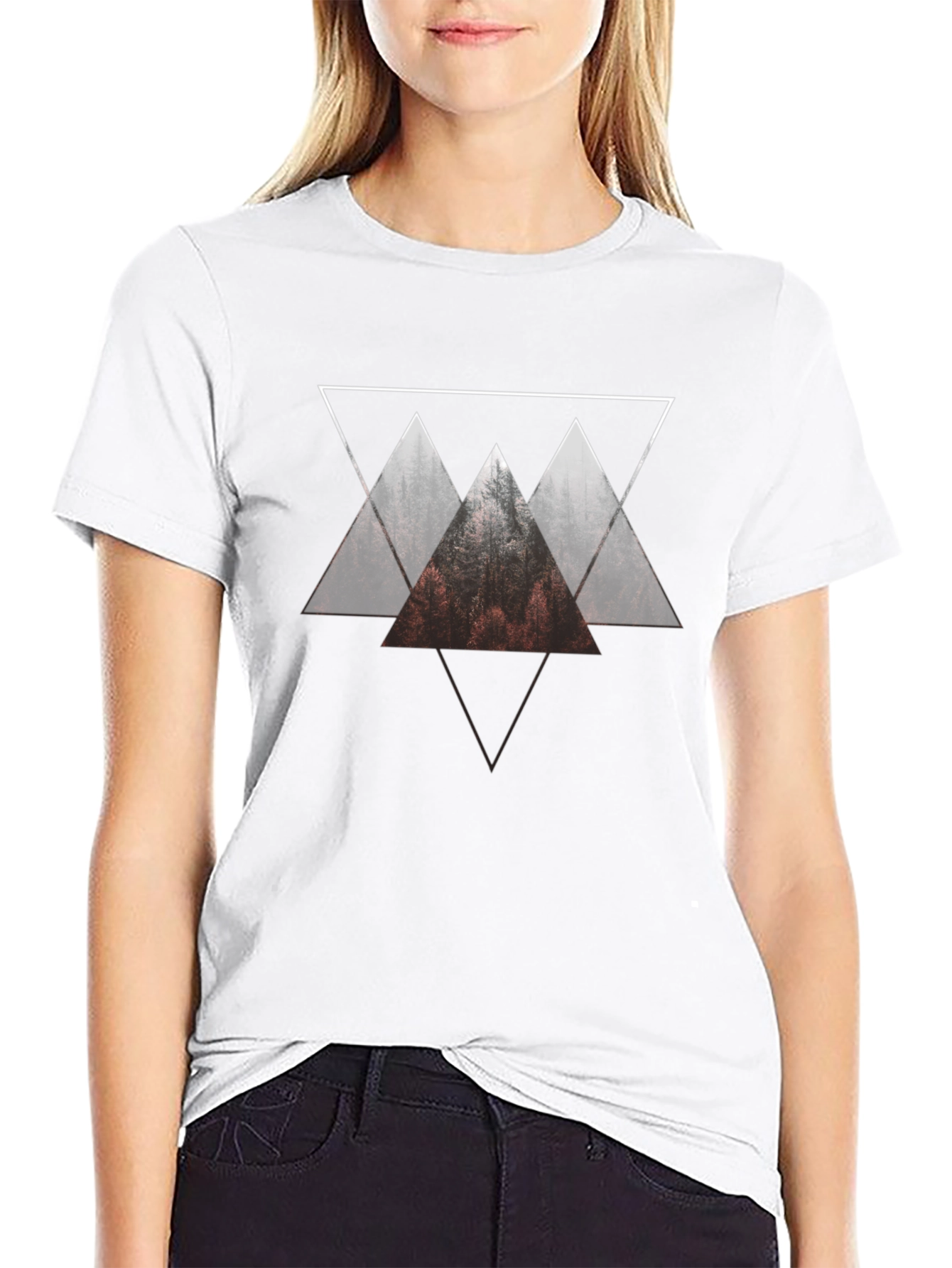 Geometric Mountain T-Shirt - Black