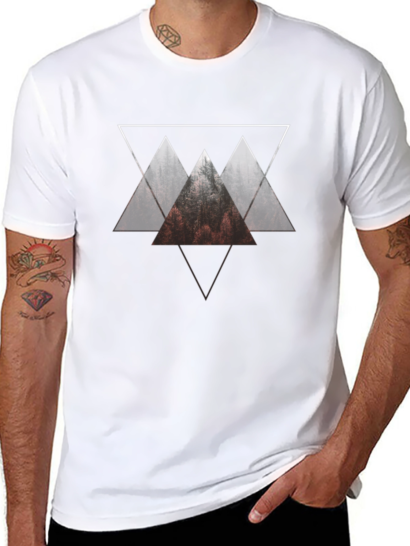 Geometric Mountain T-Shirt - Black