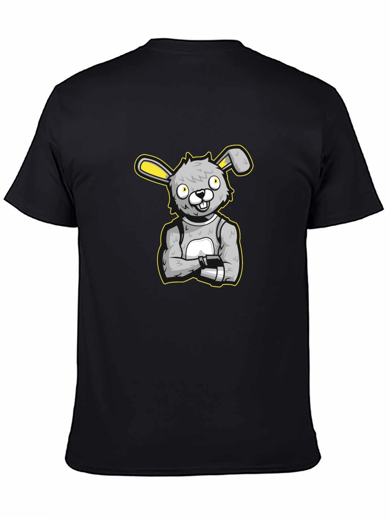 Cartoon Bunny Graphic Black T-Shirt