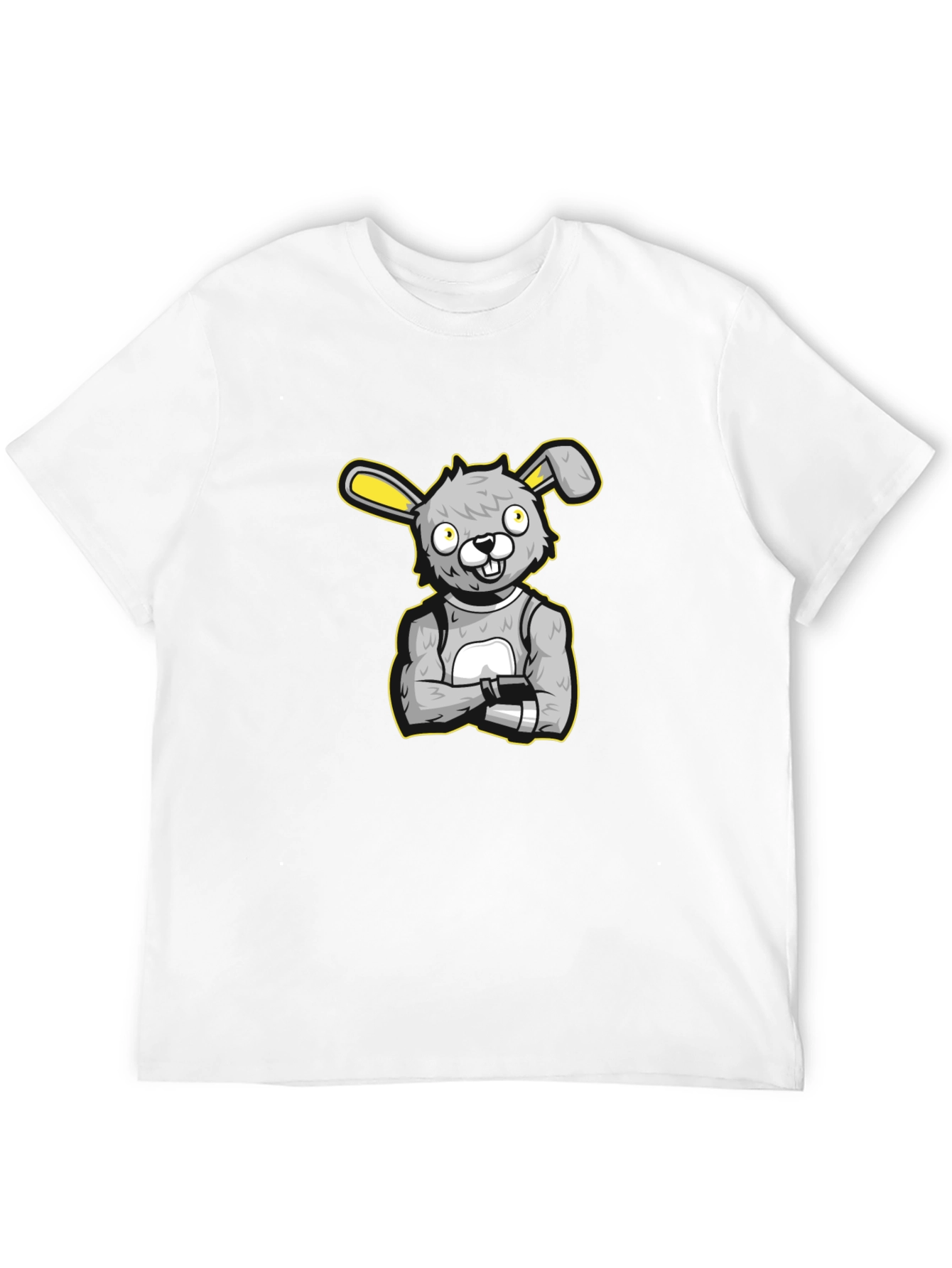 Cartoon Bunny Graphic Black T-Shirt