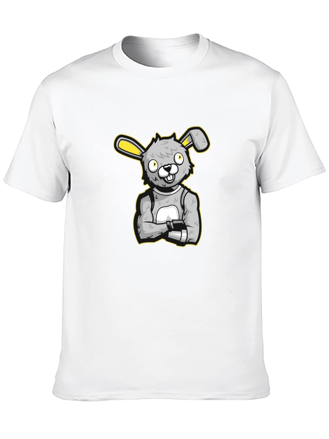 Cartoon Bunny Graphic Black T-Shirt