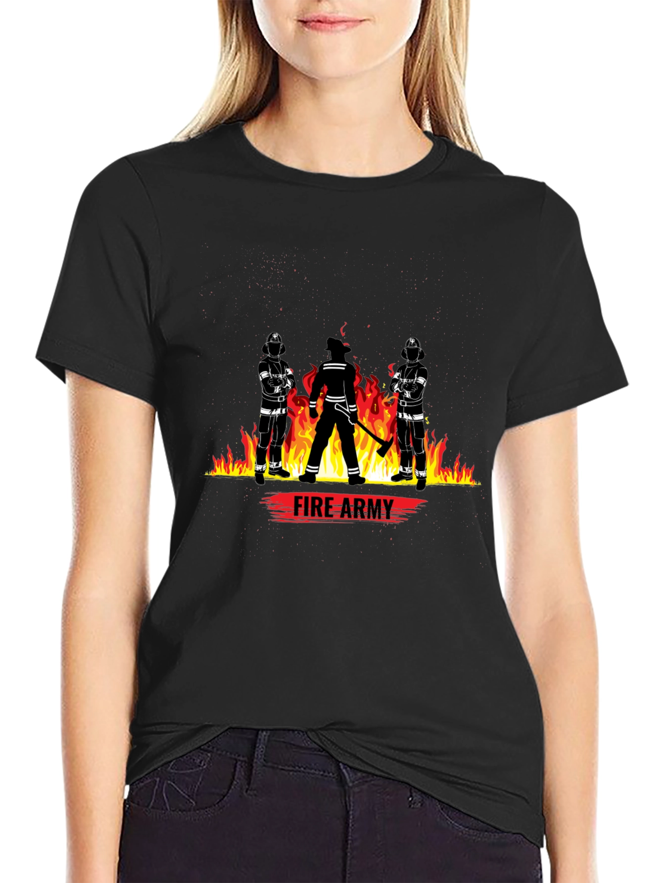 Fire Army Graphic Tee - Black Cotton T-Shirt
