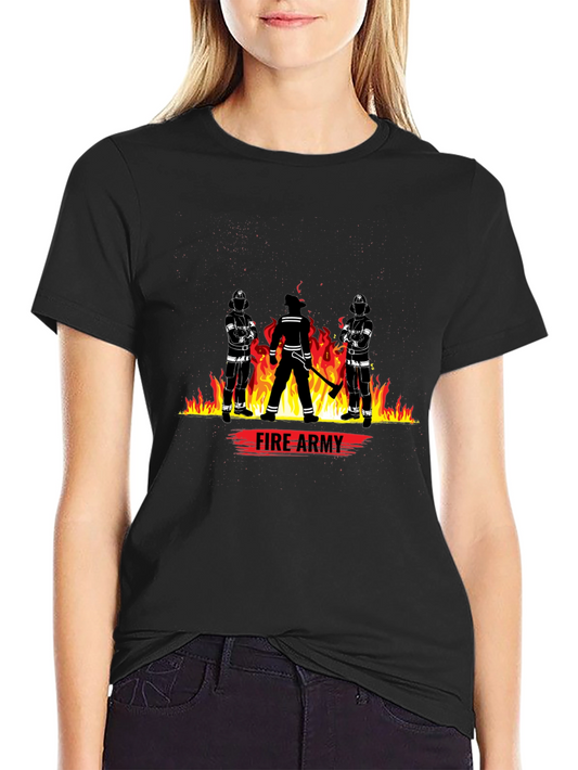Fire Army Graphic Tee - Black Cotton T-Shirt