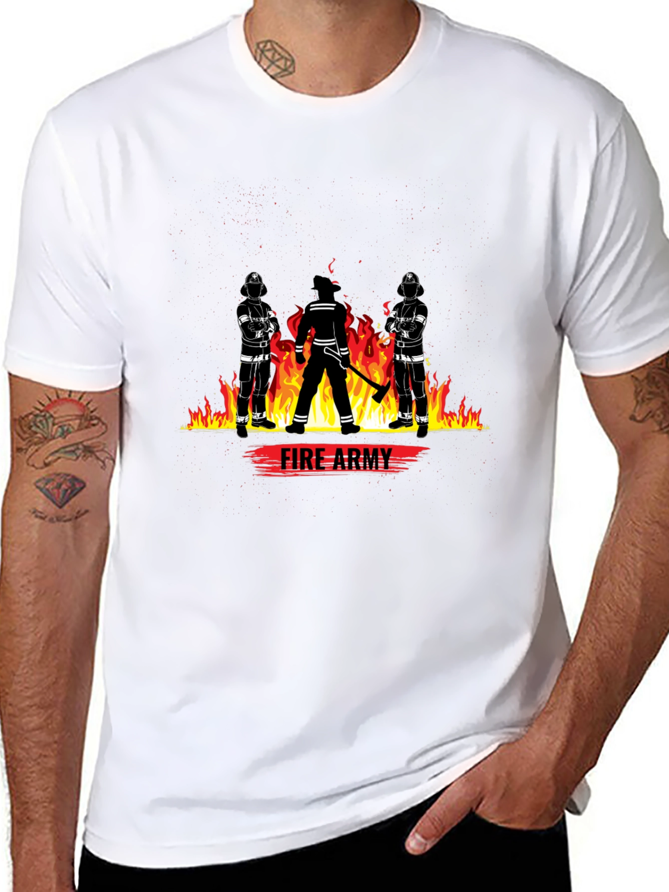 Fire Army Graphic Tee - Black Cotton T-Shirt