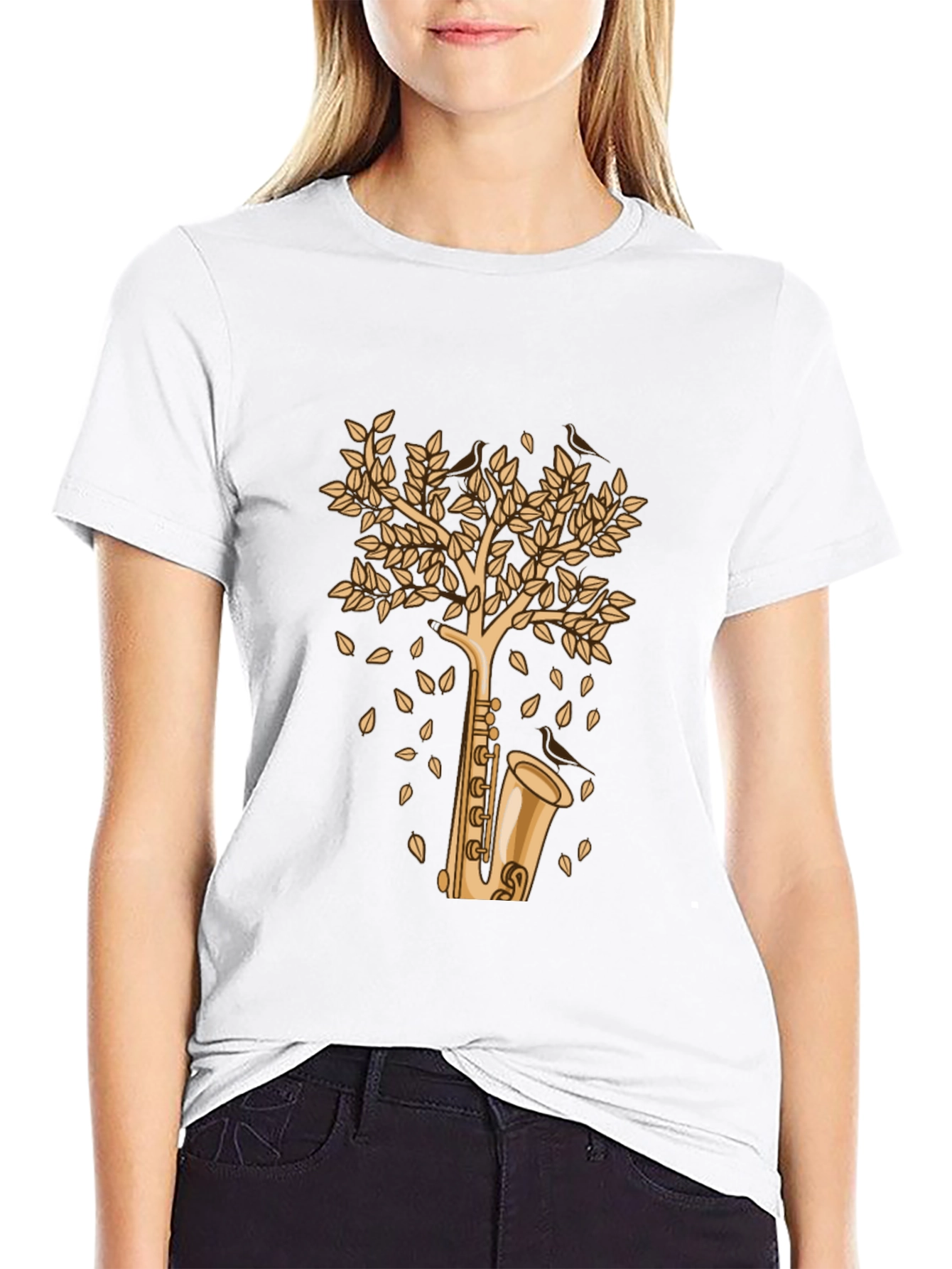 Saxophone Tree Graphic Tee - Stylish Musician T-Shirt