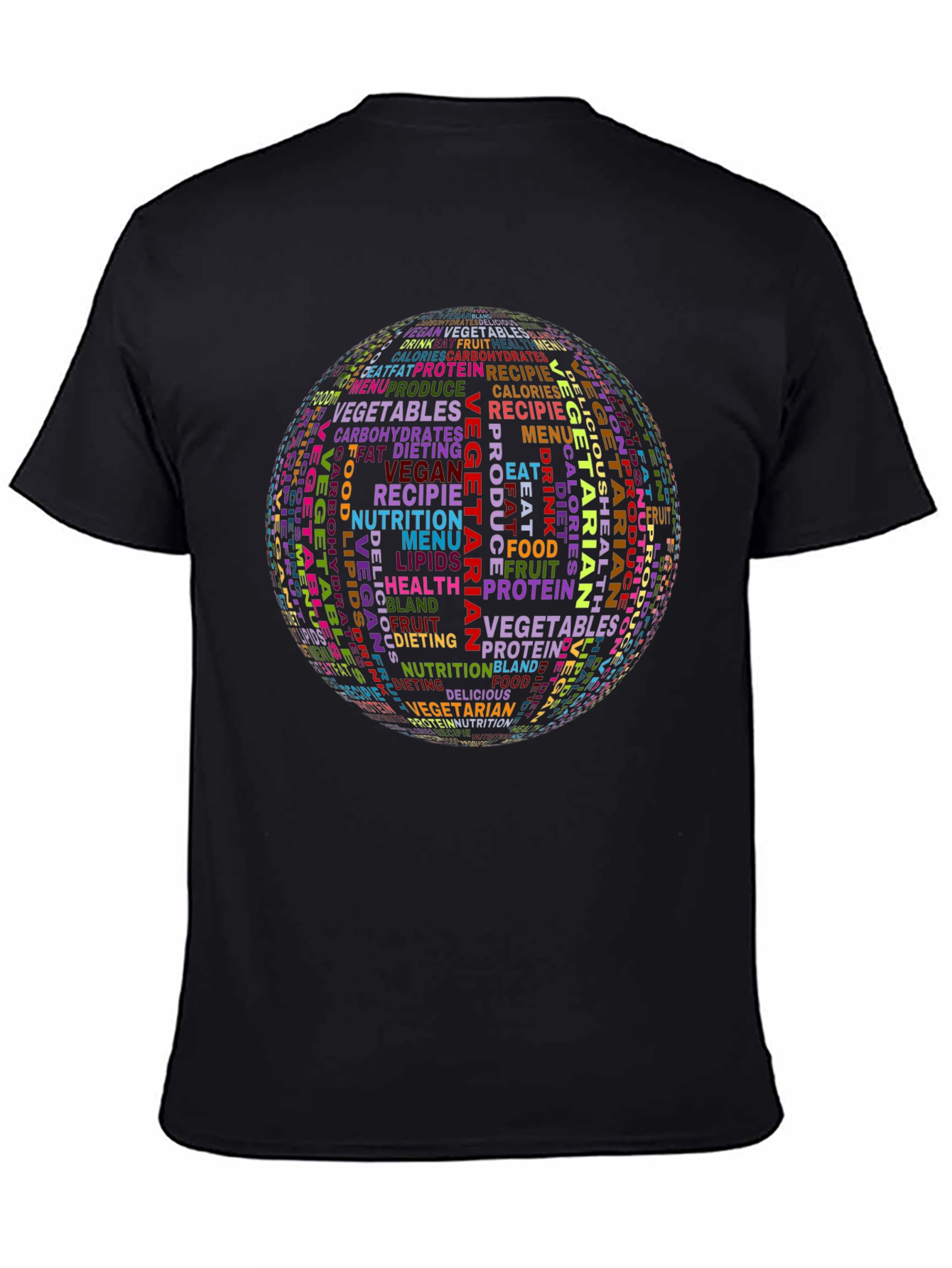 Vegetarian Word Cloud Graphic Tee - Black