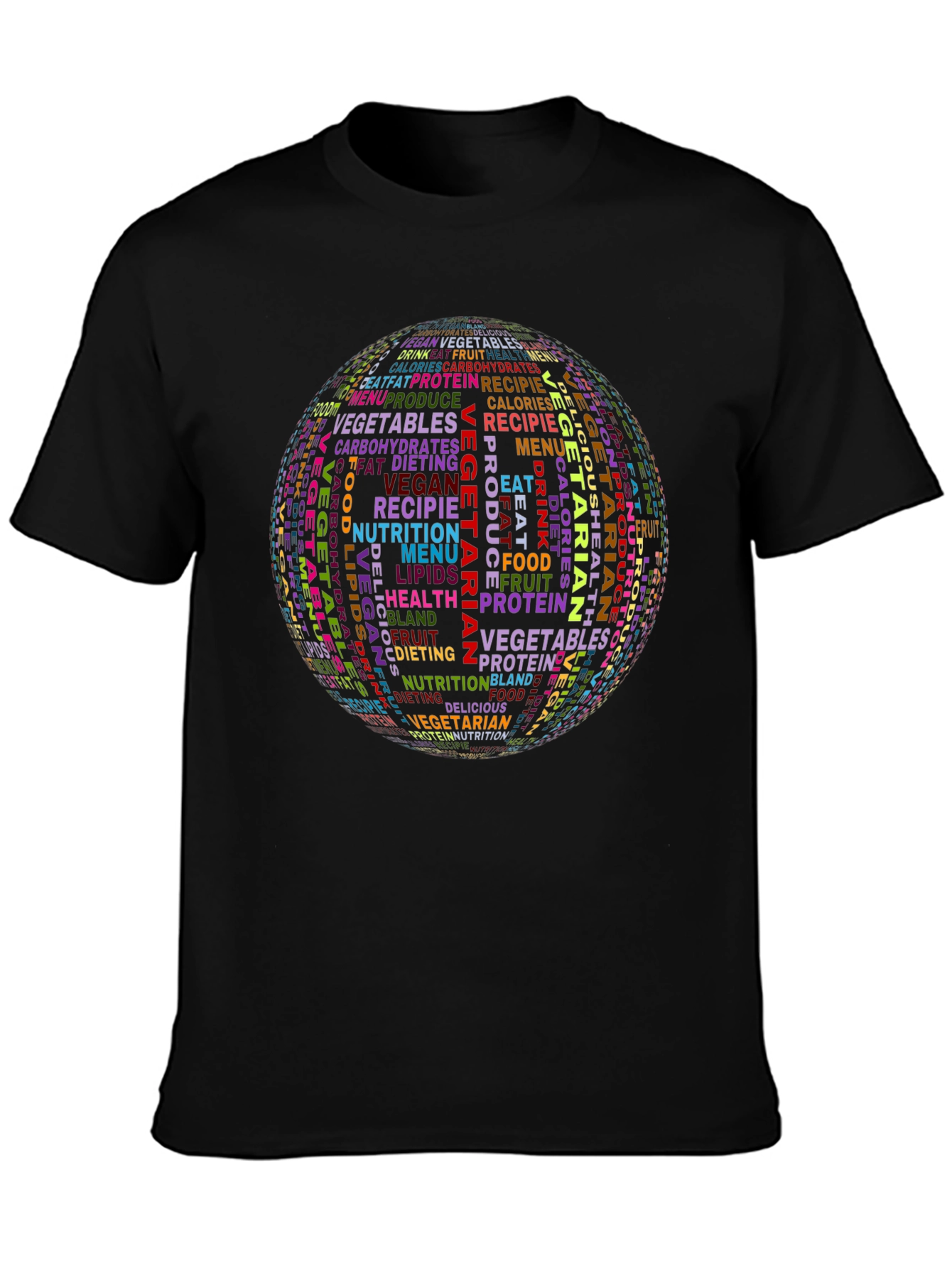 Vegetarian Word Cloud Graphic Tee - Black
