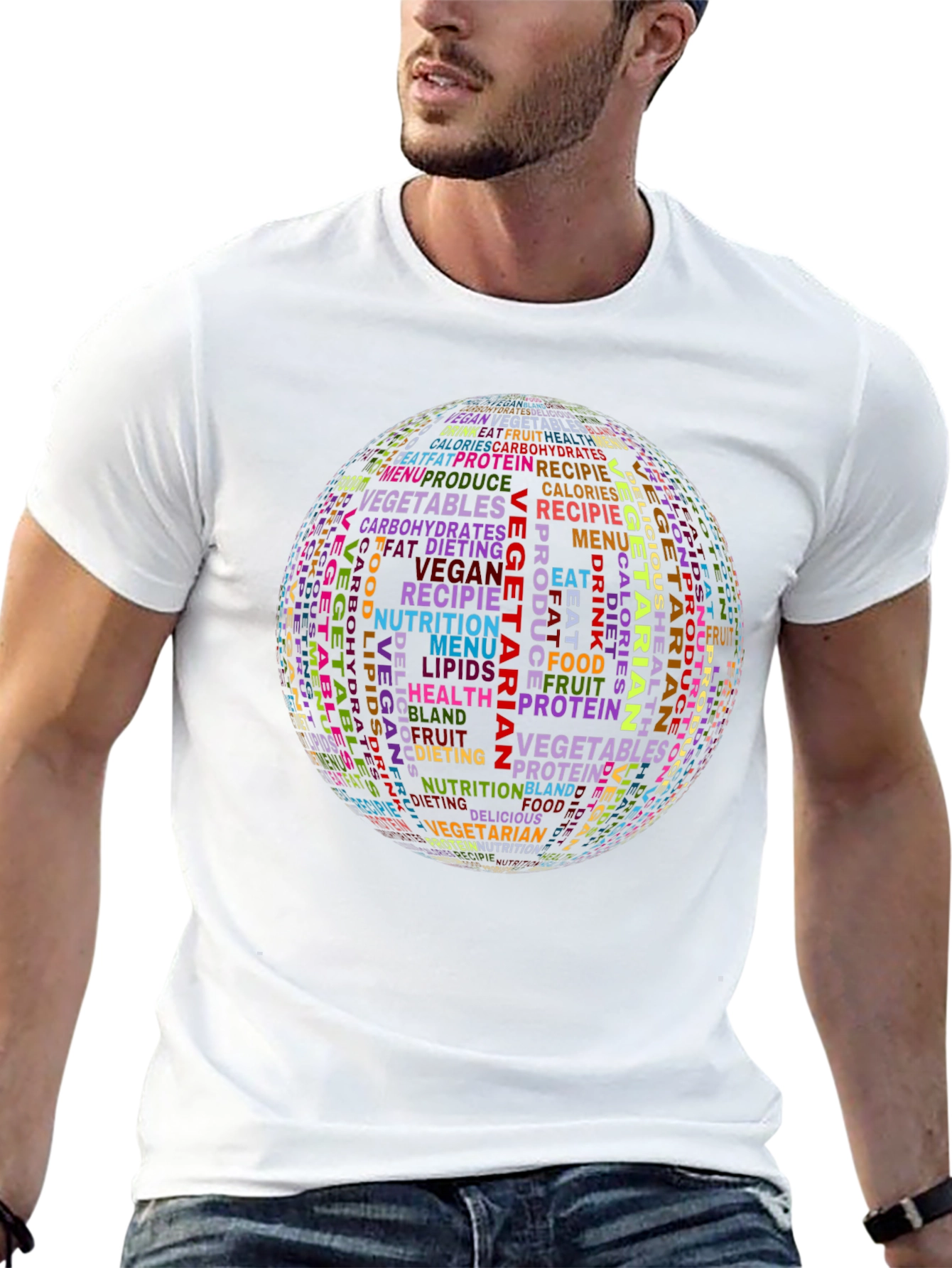 Vegetarian Word Cloud Graphic Tee - Black
