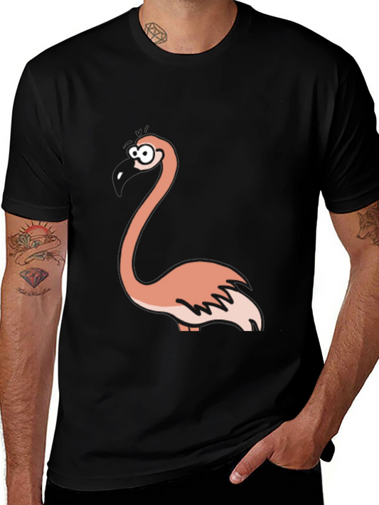 Funny Flamingo Graphic Black T-Shirt