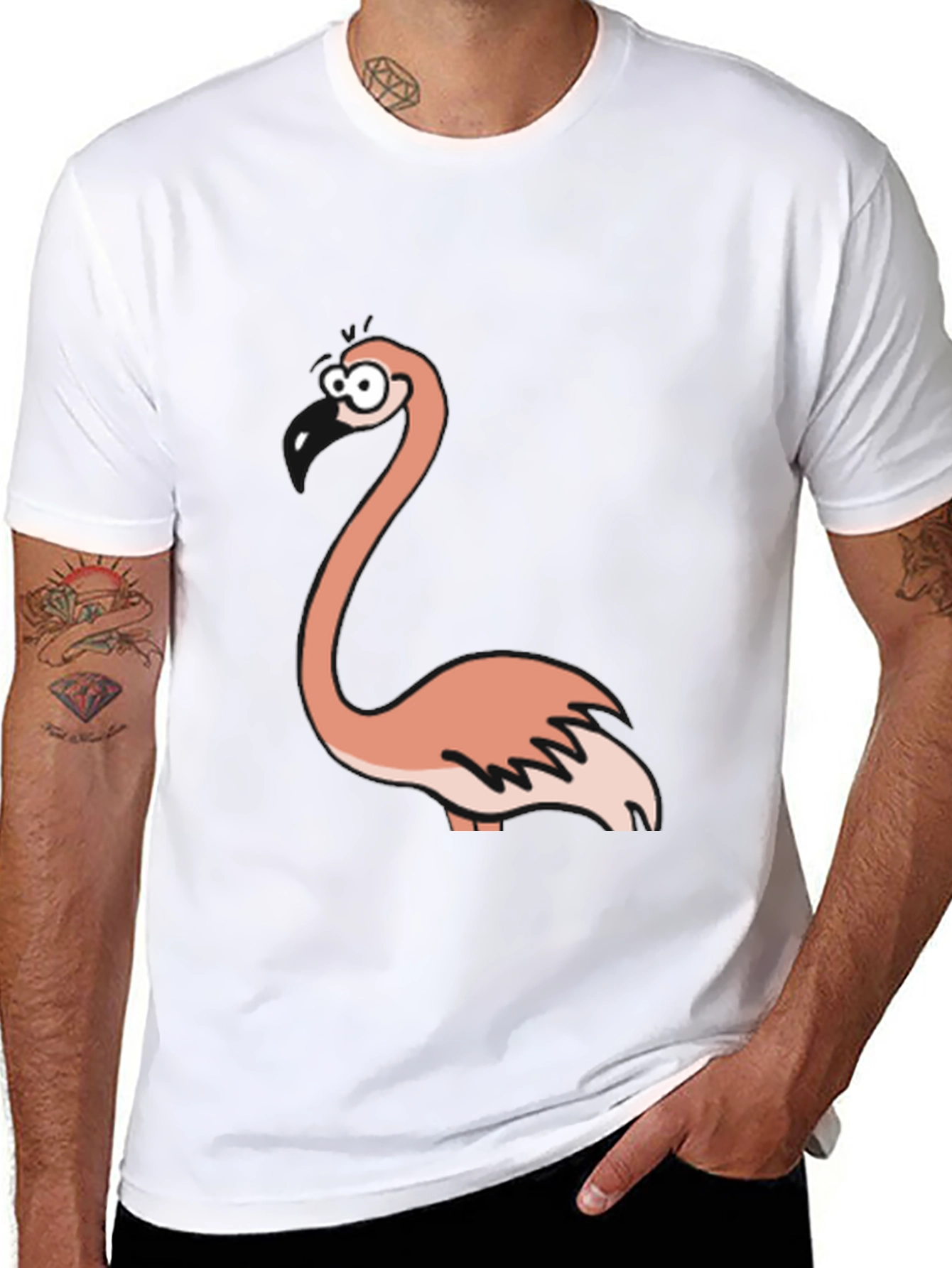 Funny Flamingo Graphic Black T-Shirt