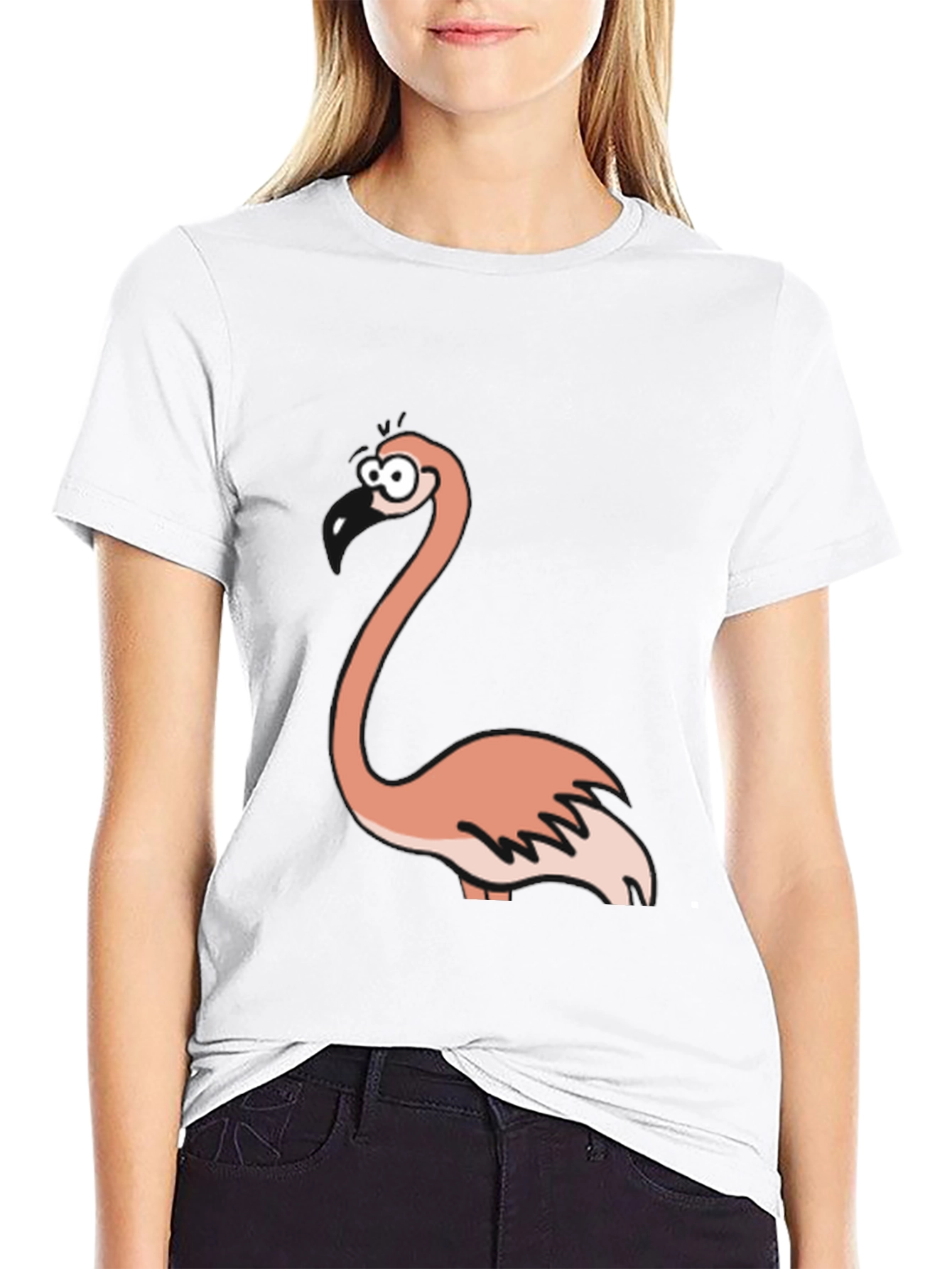 Funny Flamingo Graphic Black T-Shirt