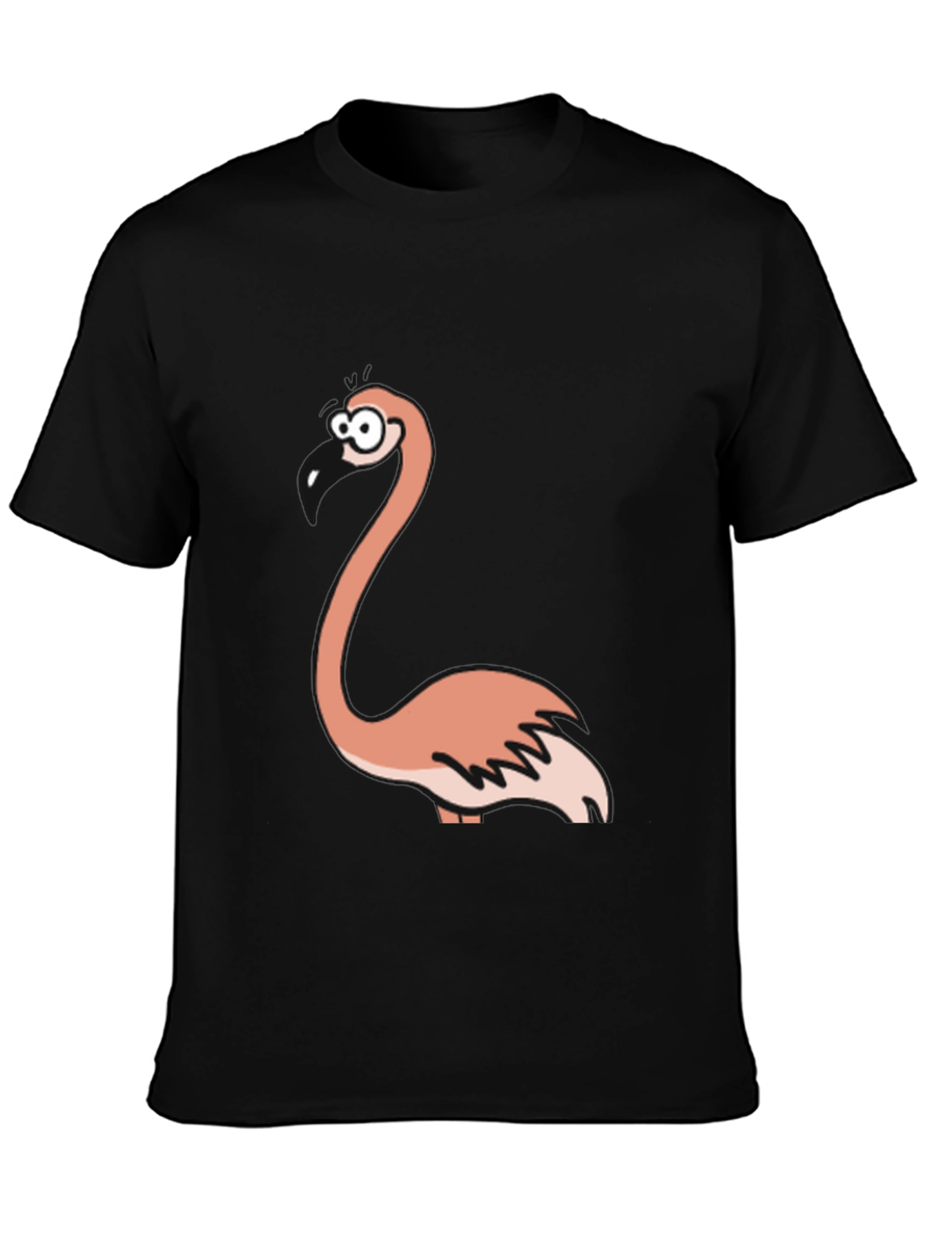 Funny Flamingo Graphic Black T-Shirt