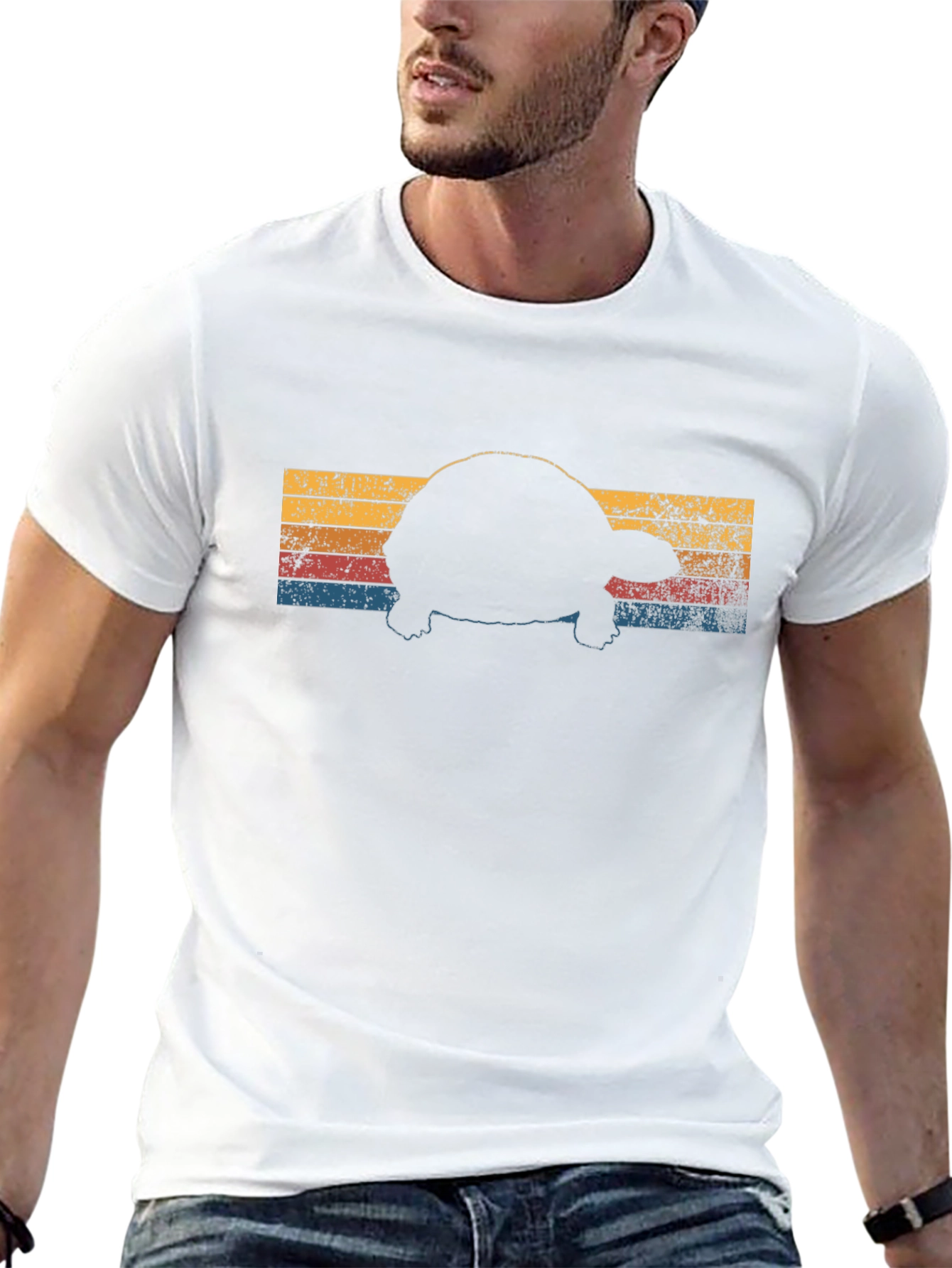 Retro Turtle Silhouette Black T-Shirt
