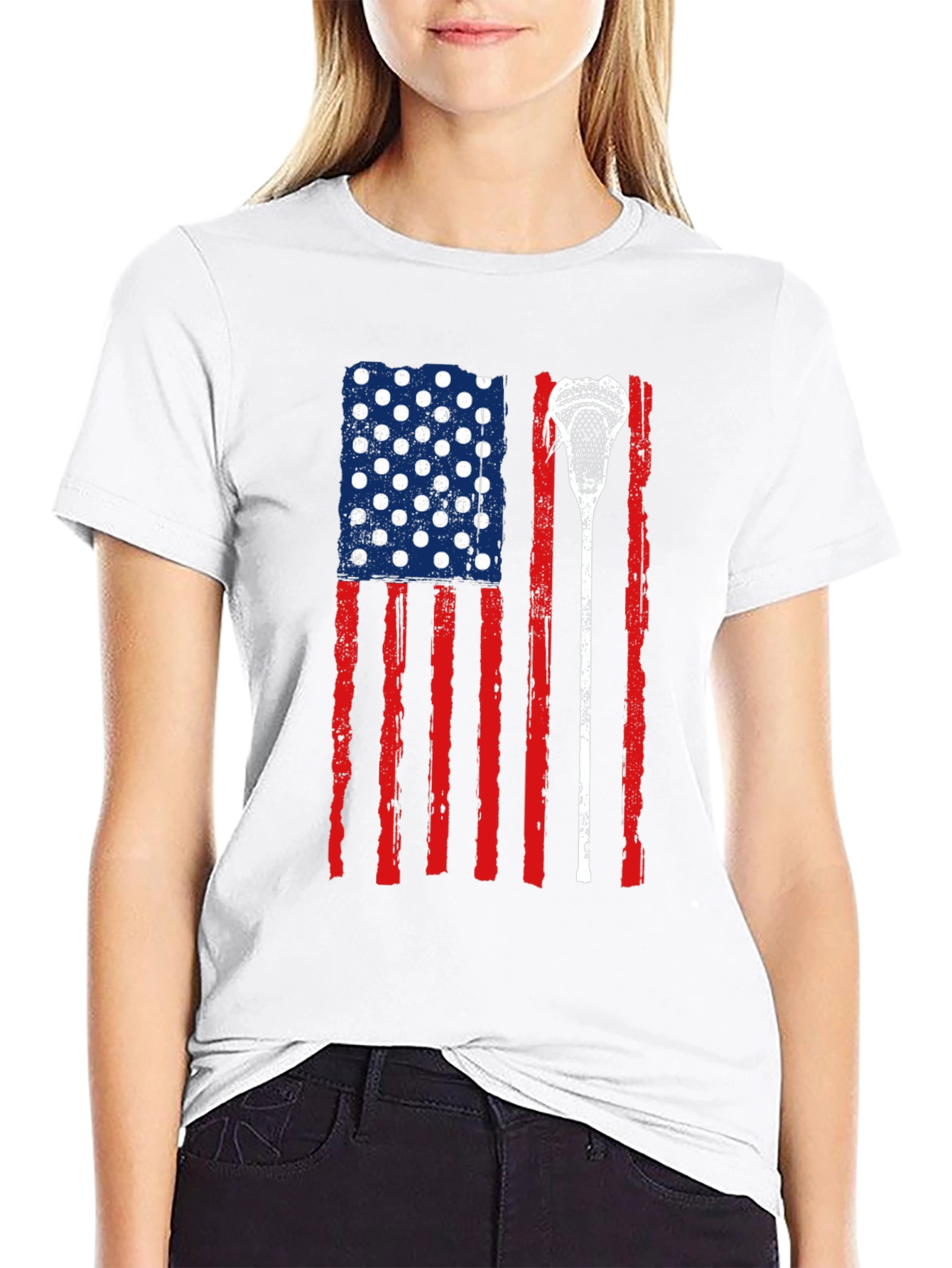 USA Flag Lacrosse T-Shirt