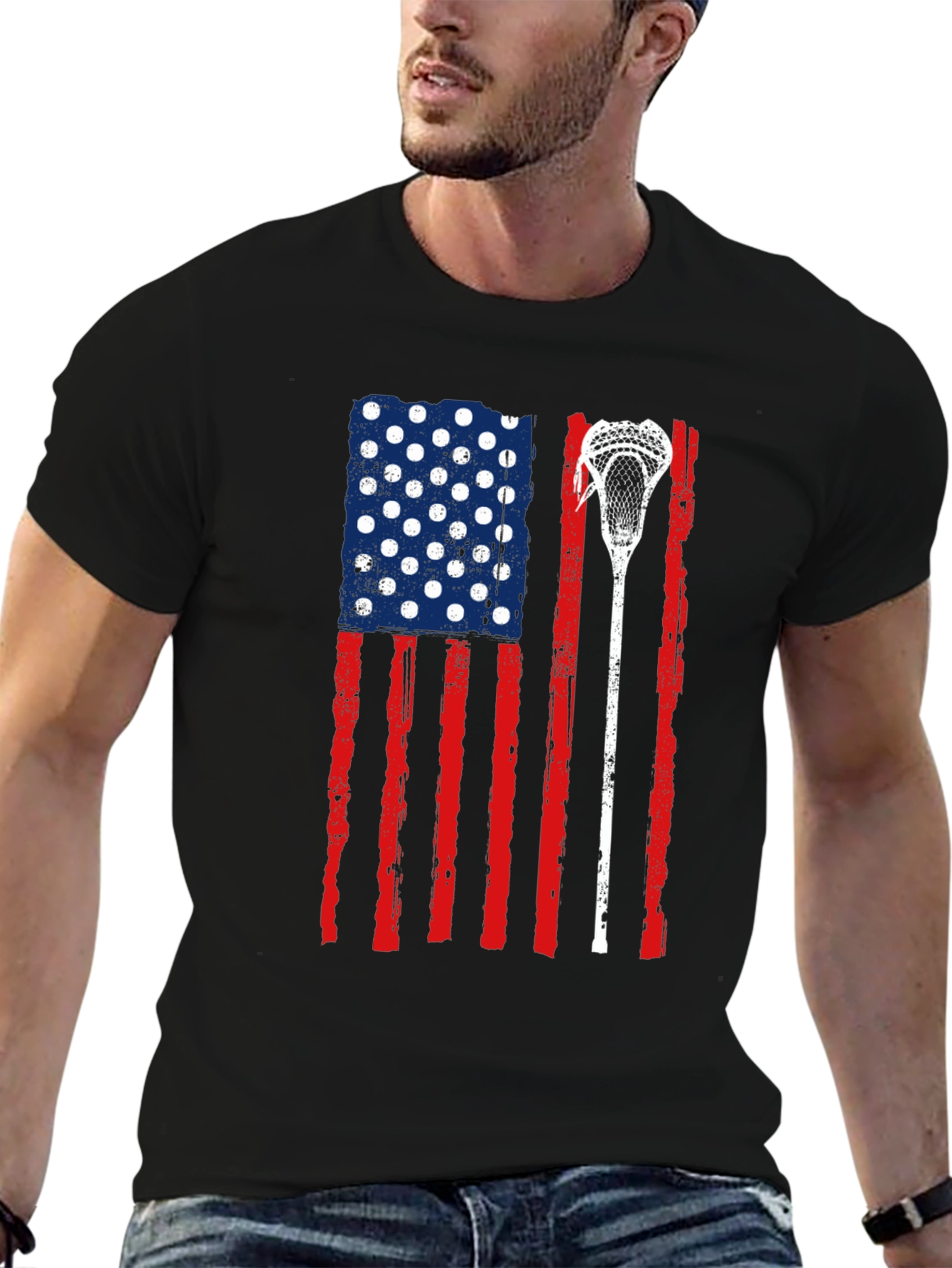 USA Flag Lacrosse T-Shirt