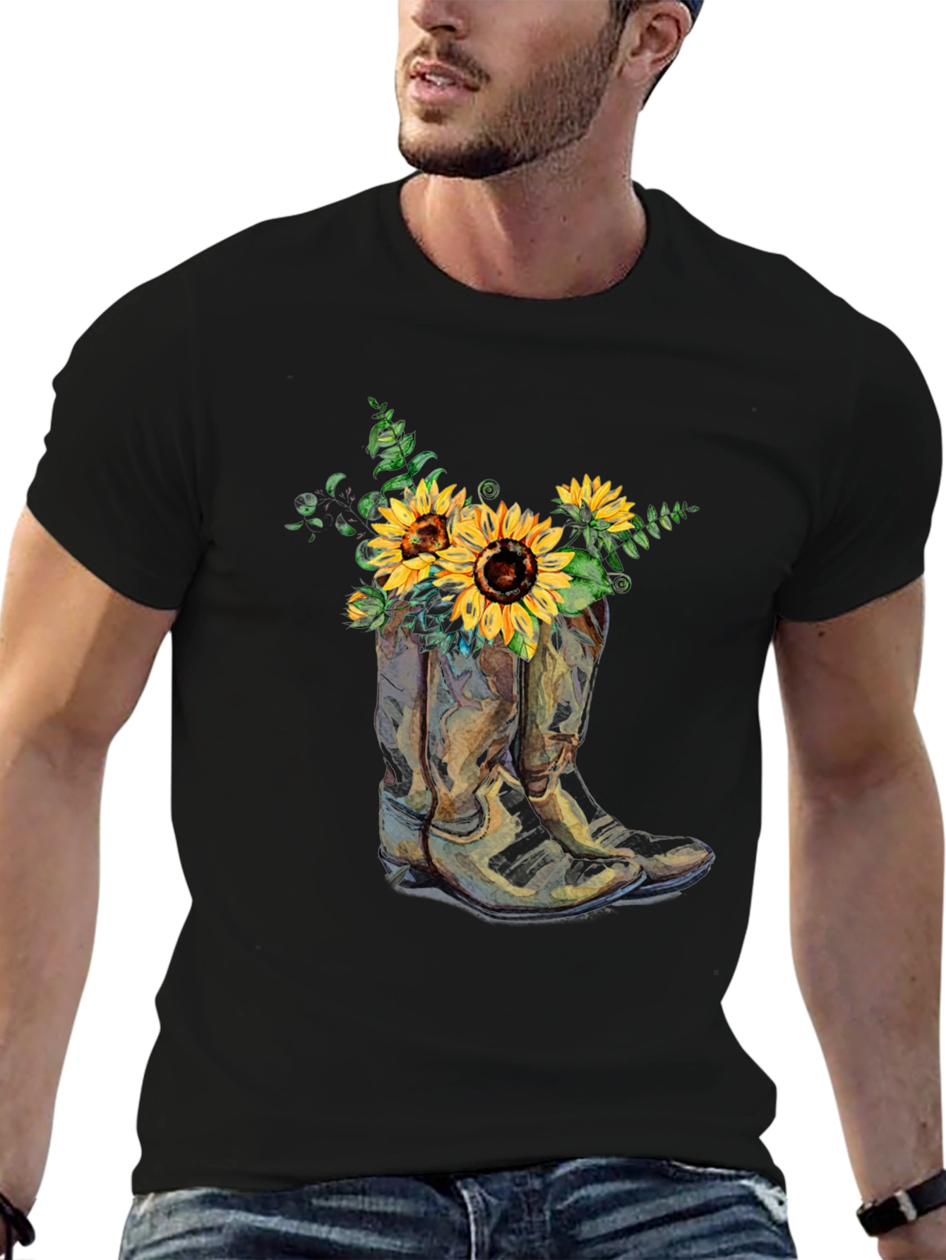 Sunflower Cowboy Boots Graphic Tee