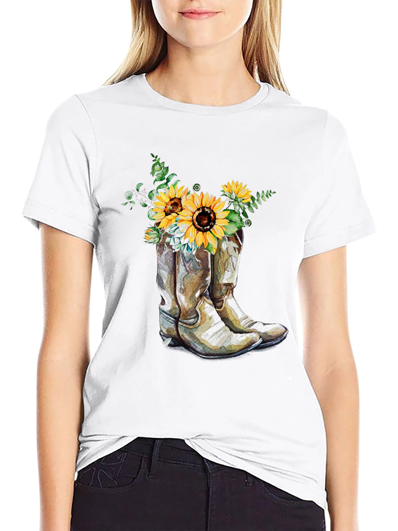 Sunflower Cowboy Boots Graphic Tee