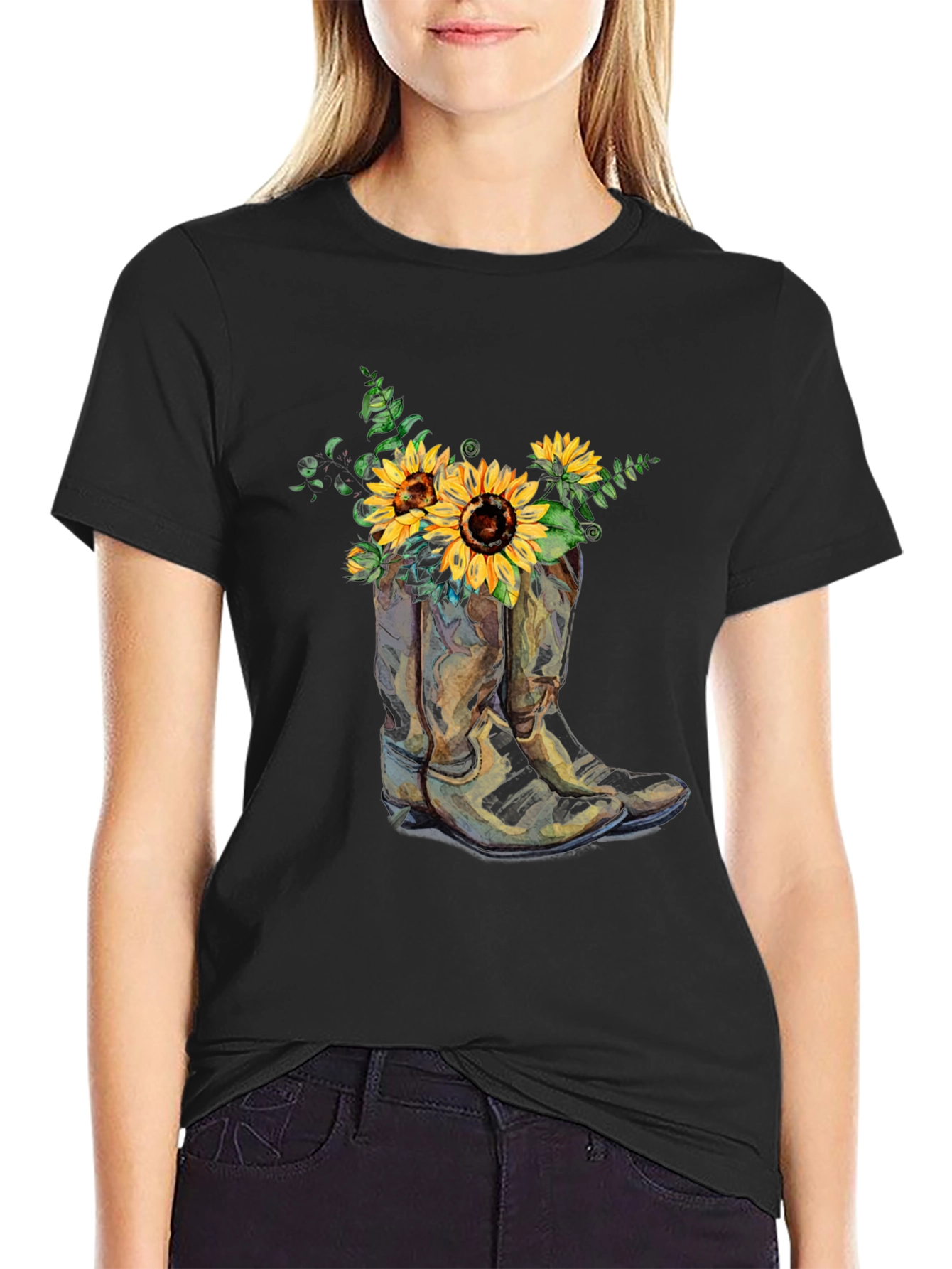 Sunflower Cowboy Boots Graphic Tee