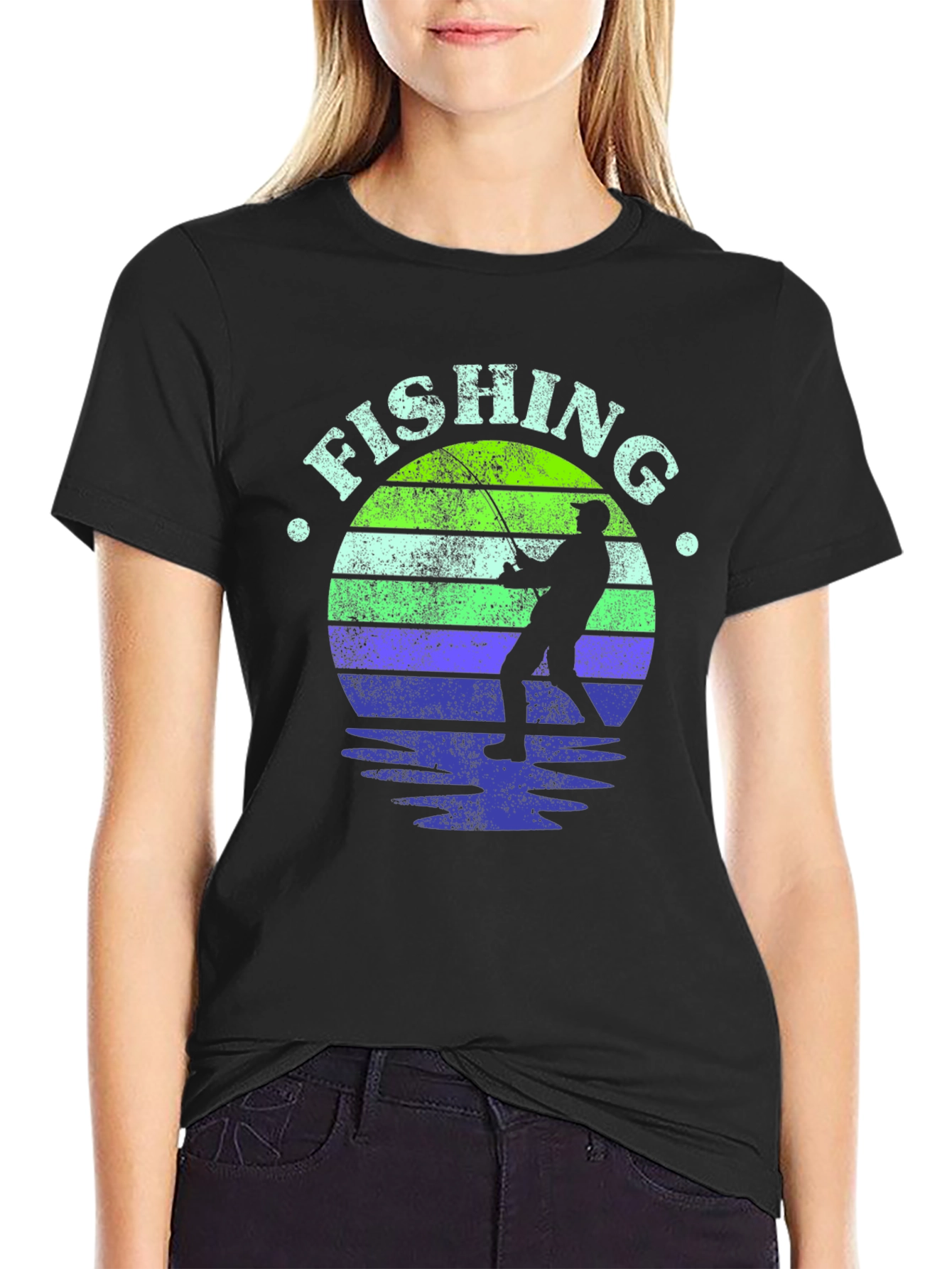 Fishing Graphic Tee - Black
