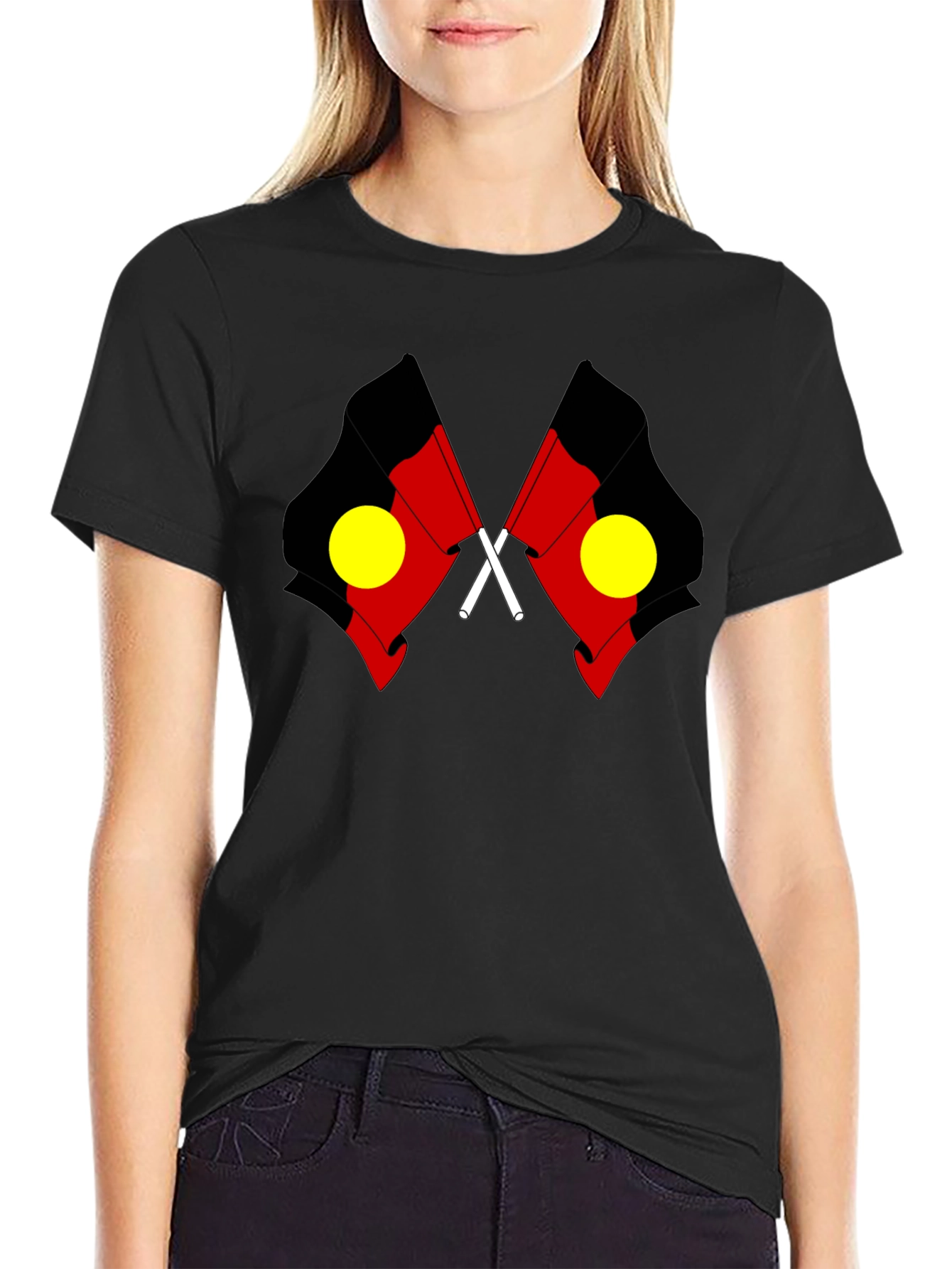 Aboriginal Flag Black T-Shirt