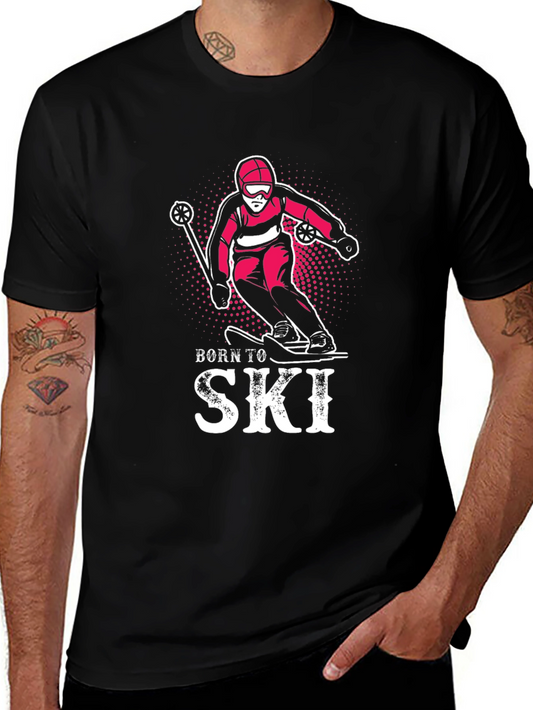 Born to Ski Graphic Tee - Black Cotton T-Shirt