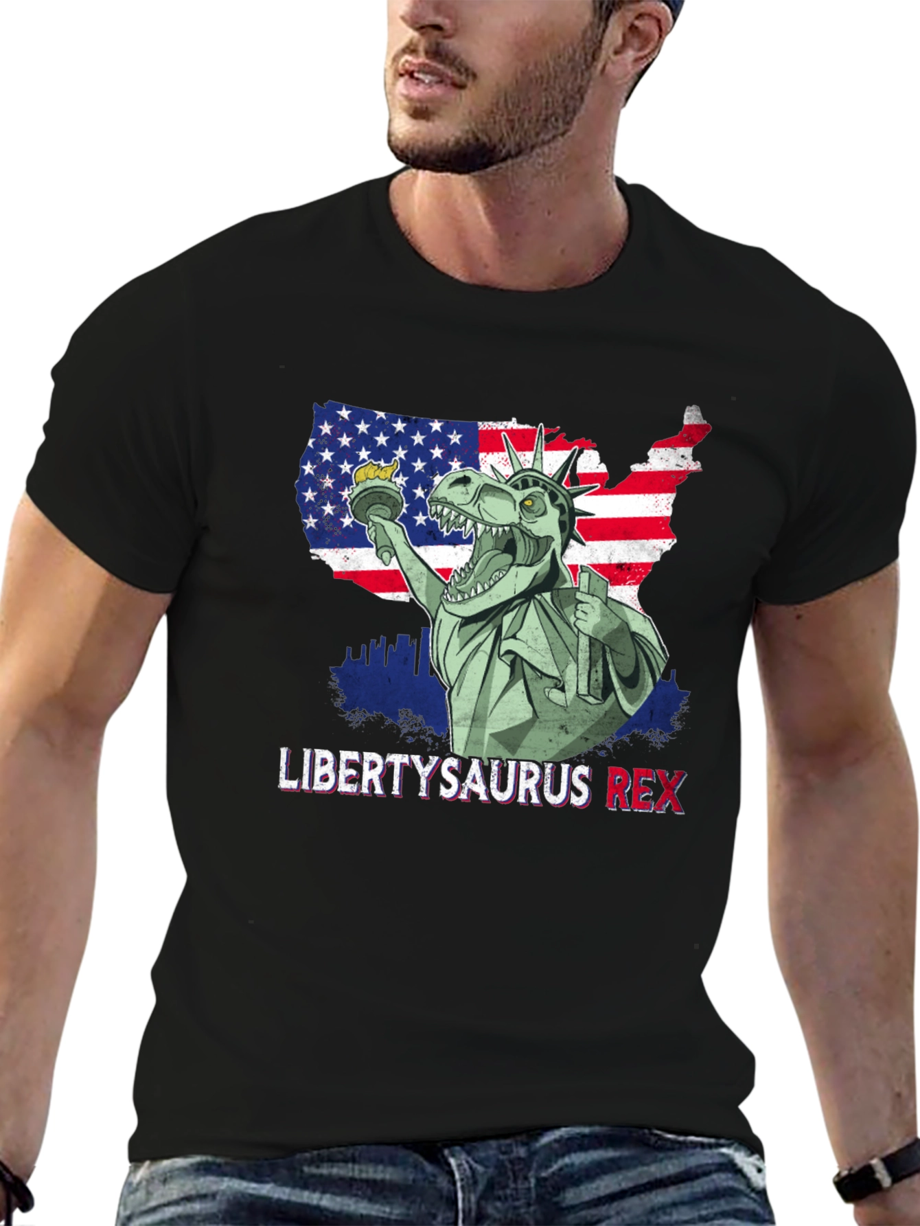 Liberty T-Rex T-Shirt: Patriotic Dinosaur USA Pride