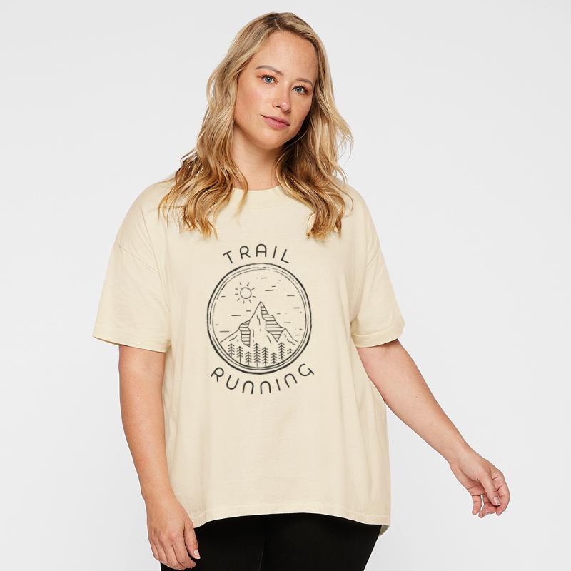 Trail running mountains man and woman