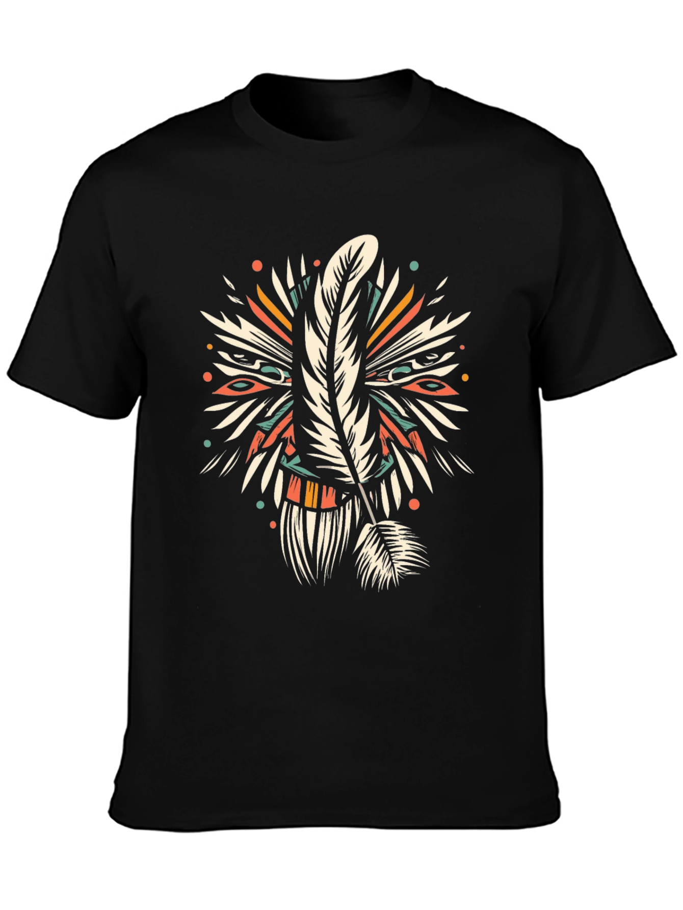 Feather Graphic T-Shirt - Unique Tribal Design
