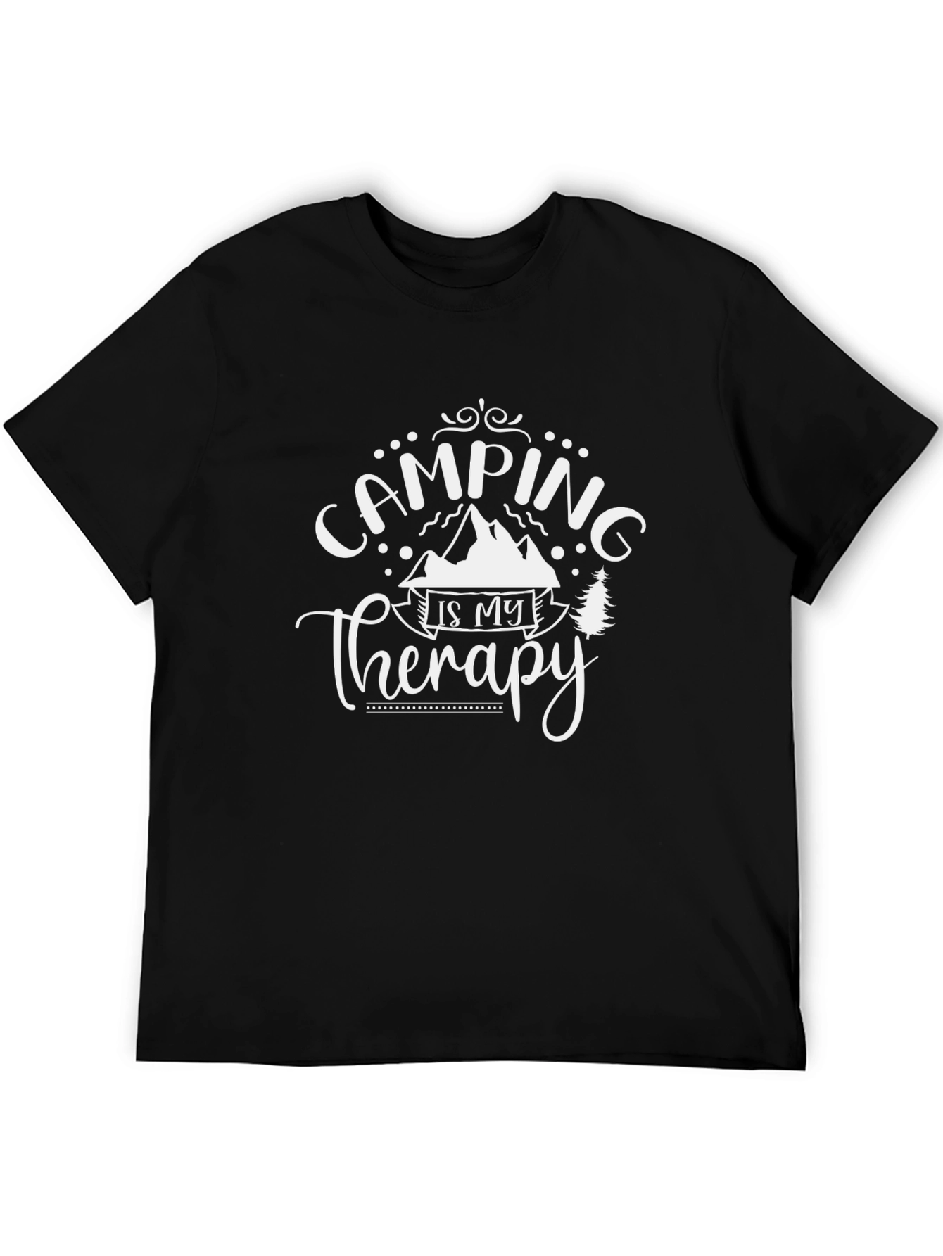 Camping is My Therapy Black Graphic T-Shirt