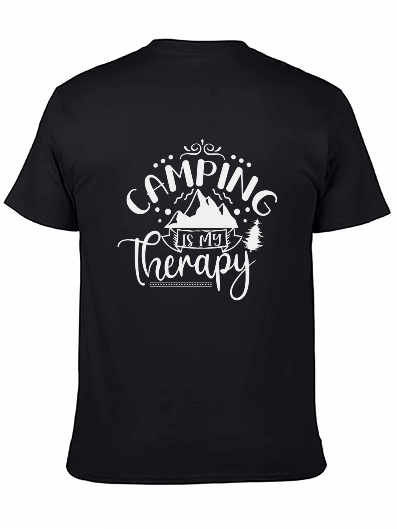 Camping is My Therapy Black Graphic T-Shirt