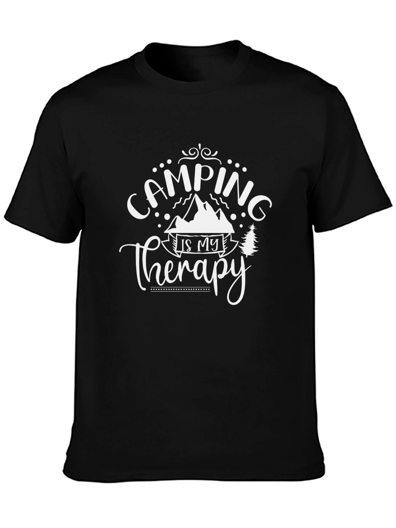 Camping is My Therapy Black Graphic T-Shirt