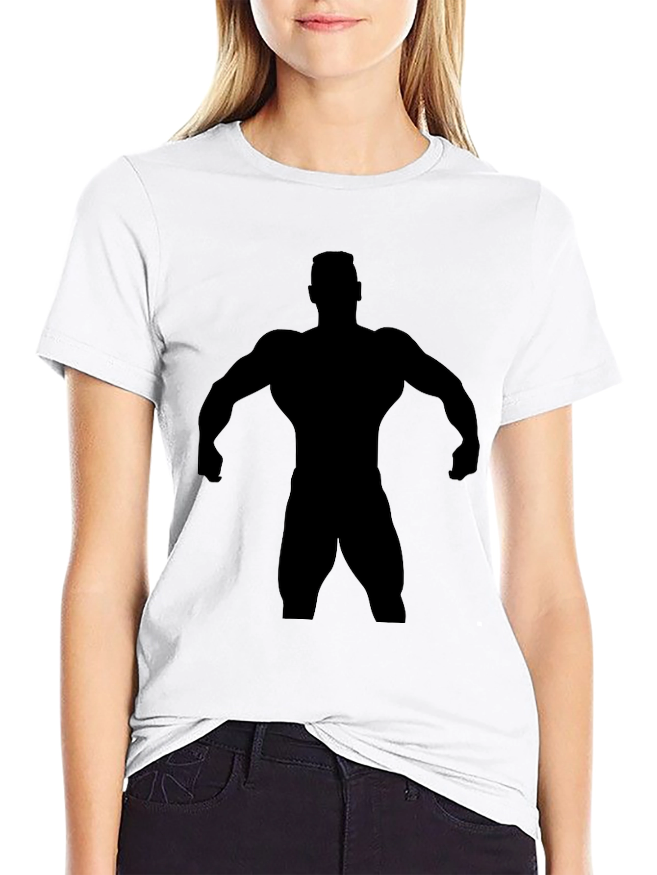 Black Graphic Tee - Bodybuilder Silhouette