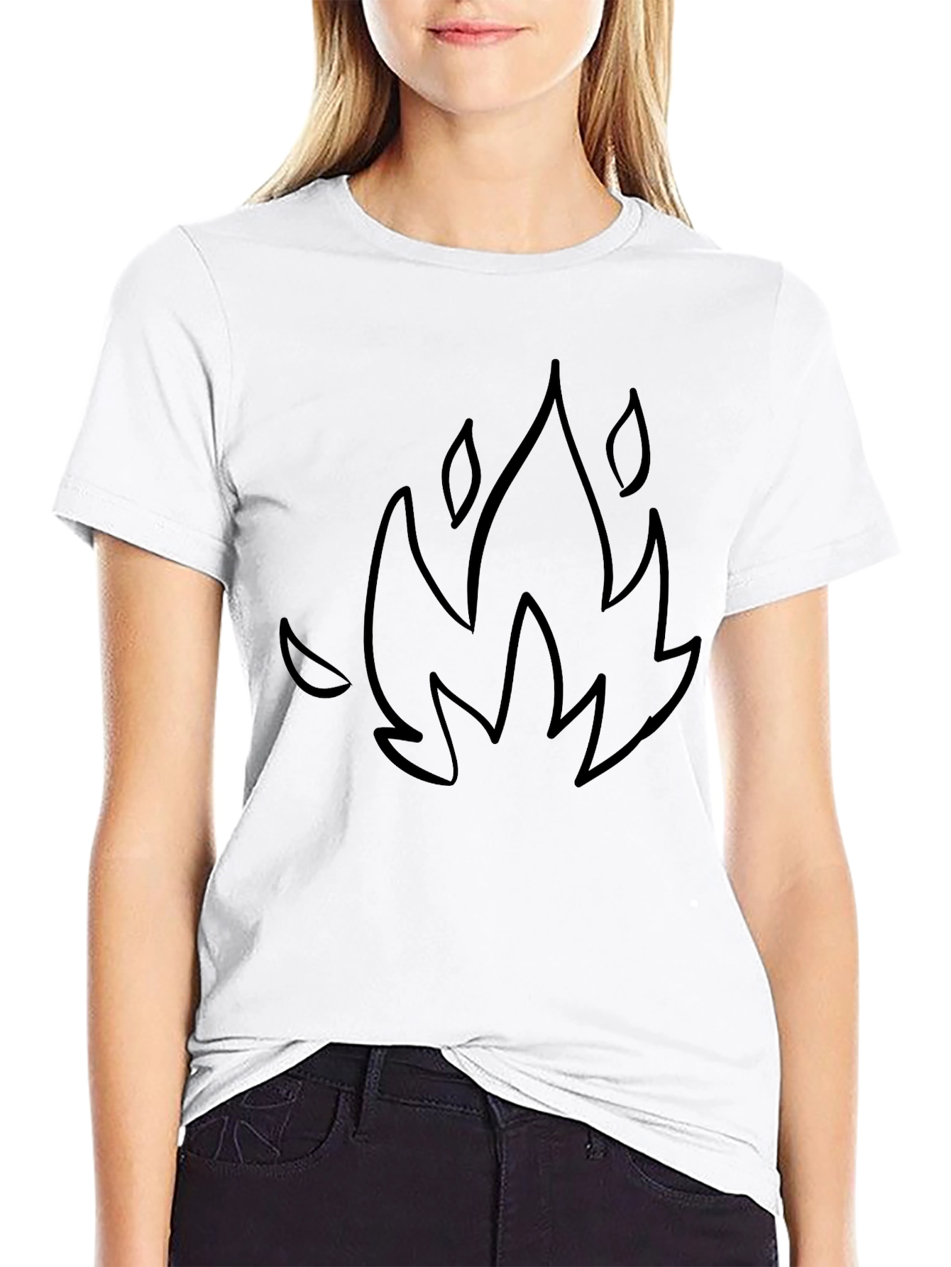 Black T-Shirt with Flame Graphic