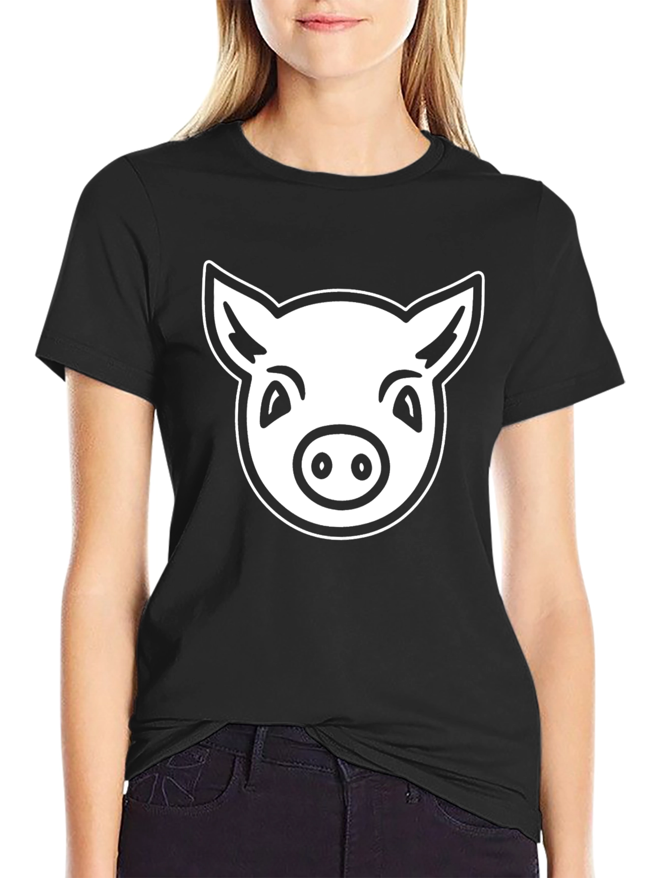Pig Face Graphic T-Shirt - Black Cotton Tee