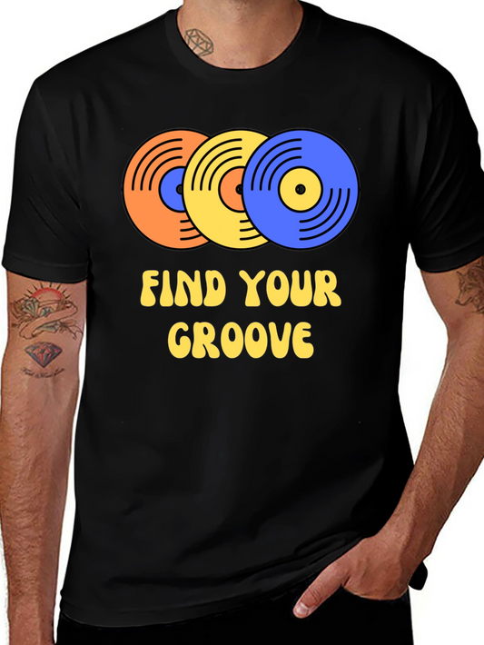Find Your Groove Retro Vinyl Record Graphic T-Shirt