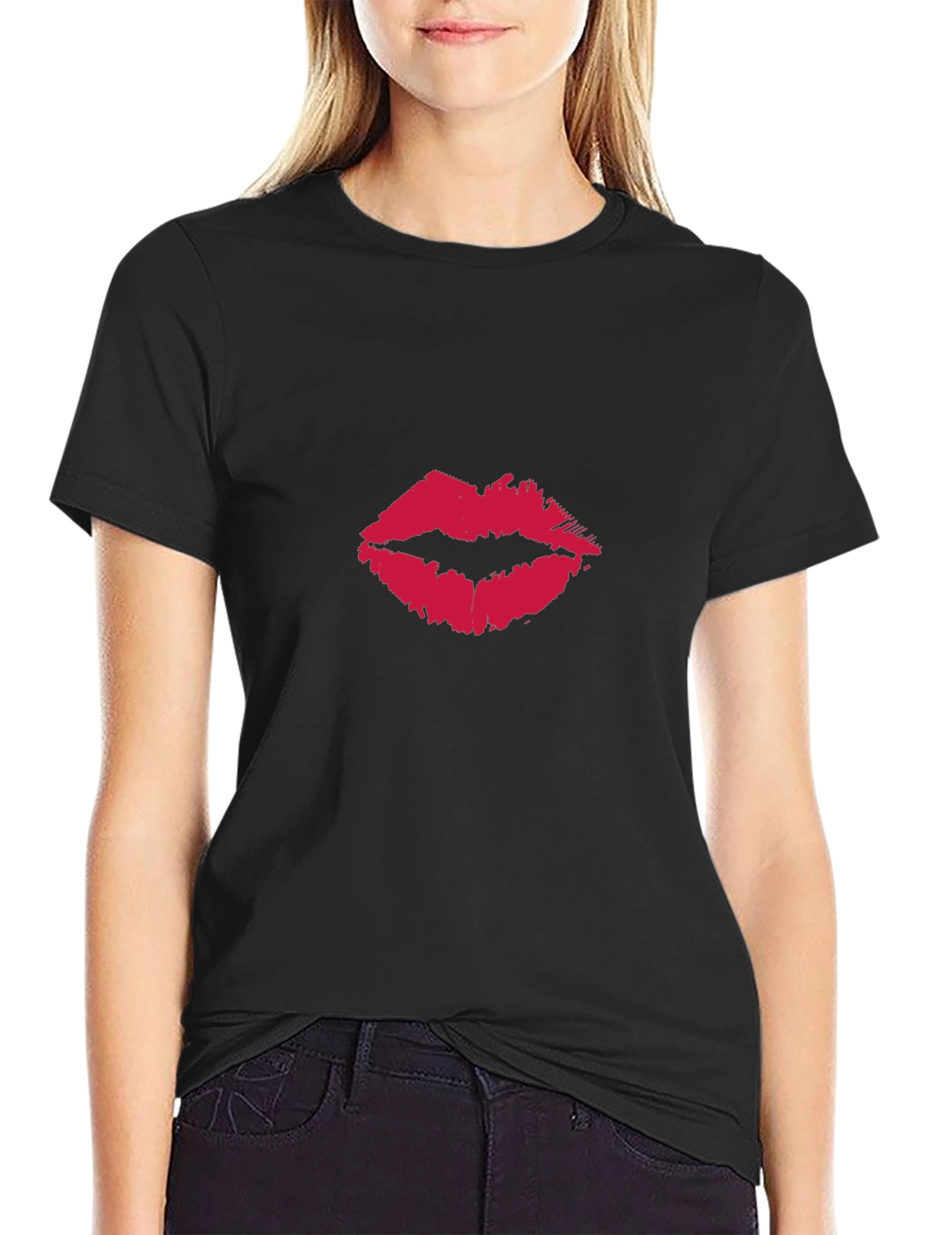 Kiss Print Black T-Shirt