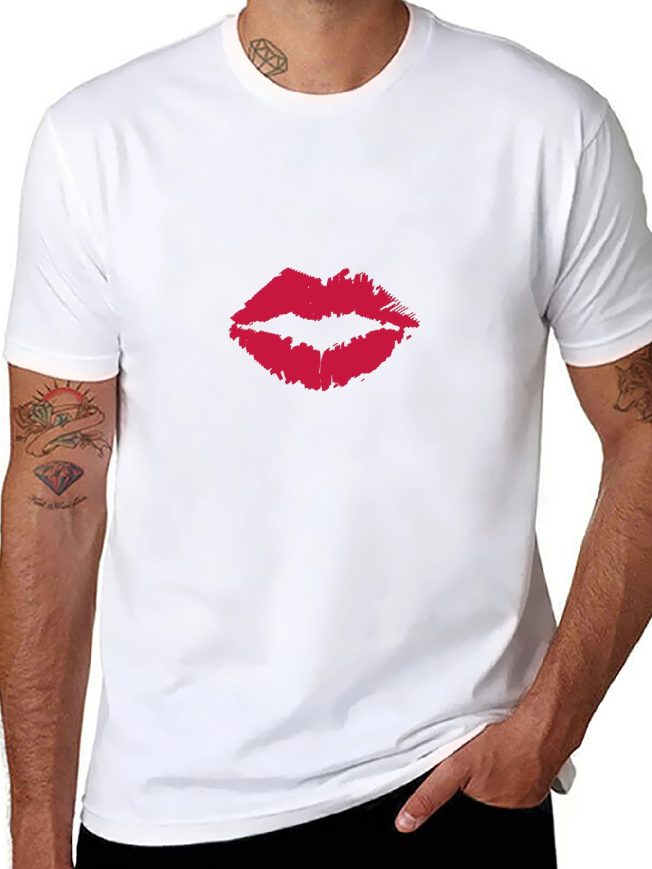 Kiss Print Black T-Shirt