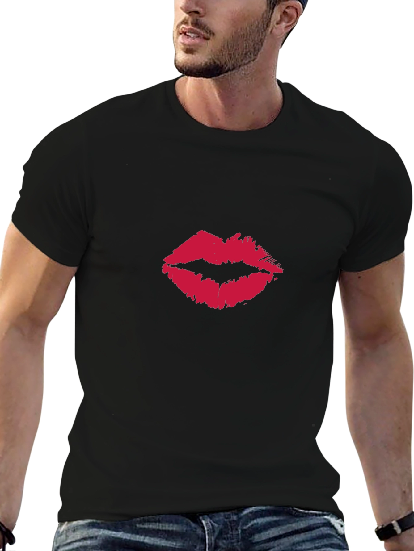 Kiss Print Black T-Shirt