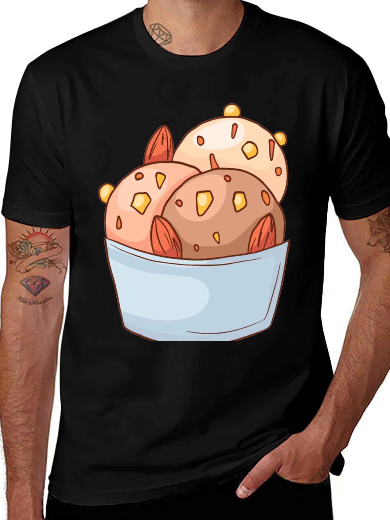 Ice Cream Bowl Graphic Tee - Black