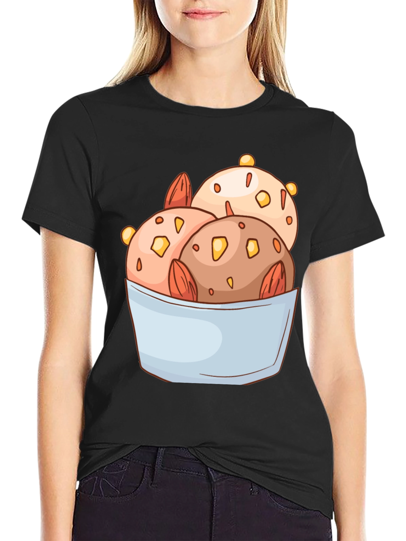 Ice Cream Bowl Graphic Tee - Black