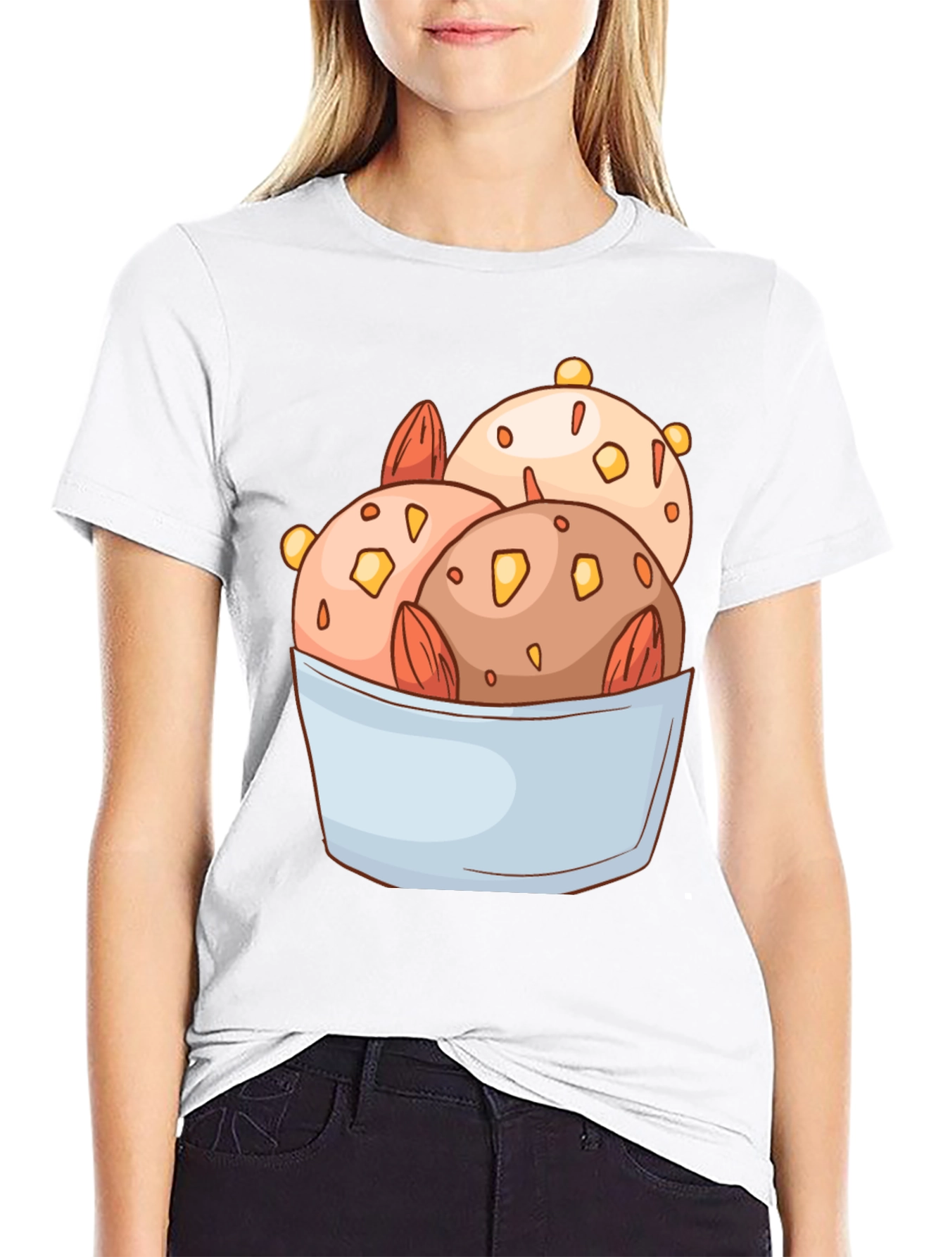 Ice Cream Bowl Graphic Tee - Black