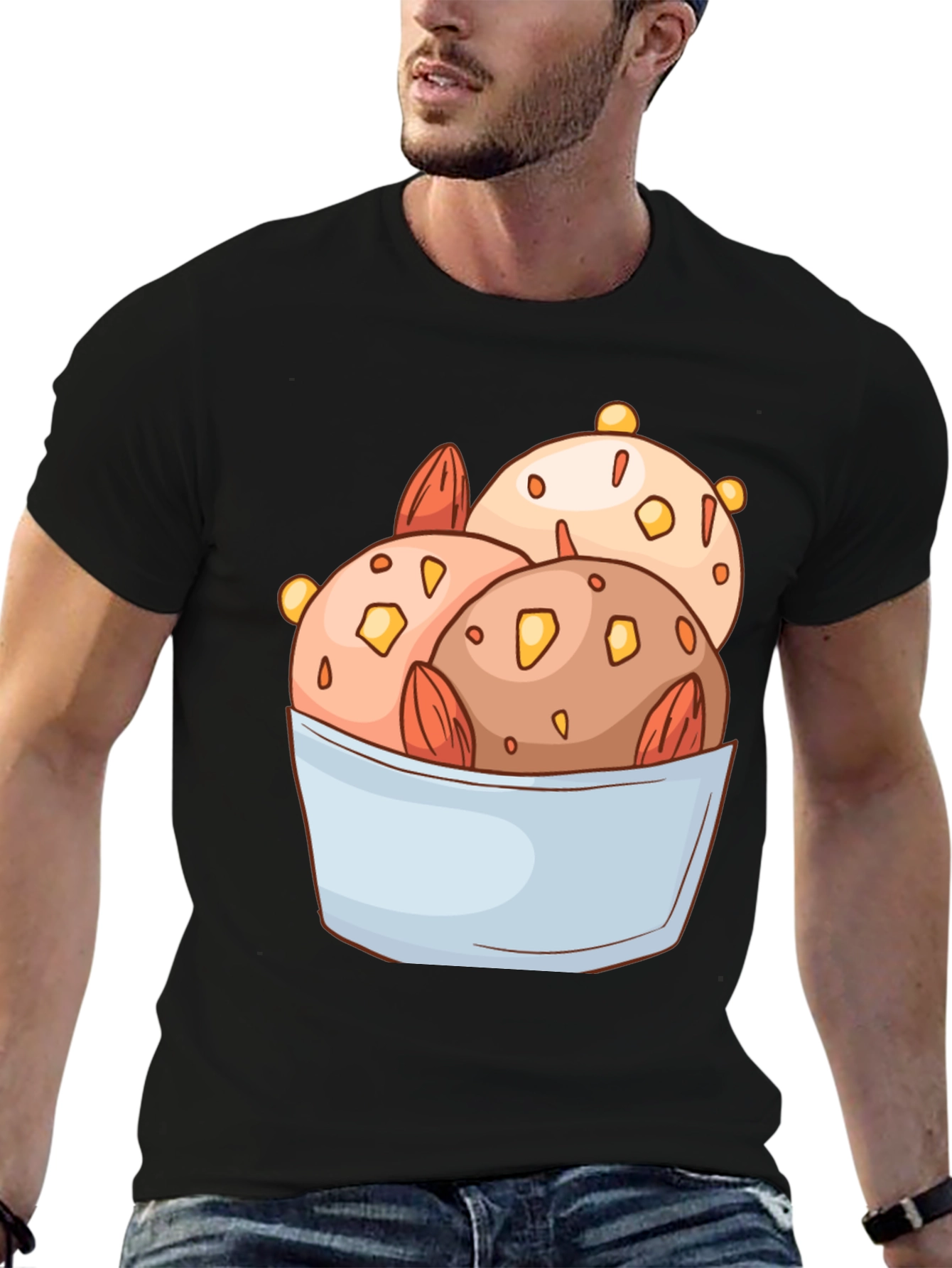Ice Cream Bowl Graphic Tee - Black