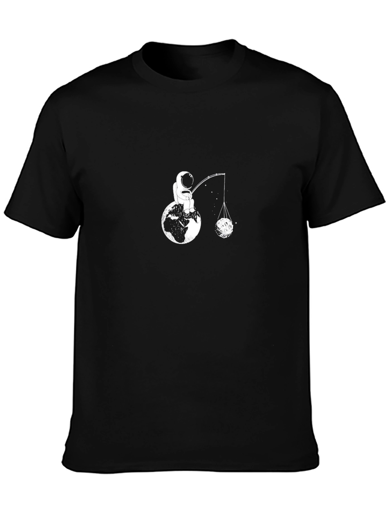 Astronaut Fishing for the Moon Black T-Shirt
