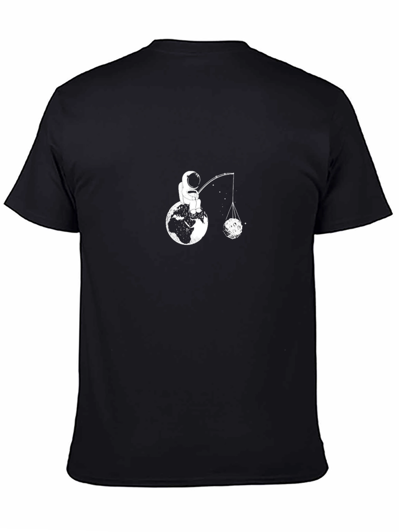 Astronaut Fishing for the Moon Black T-Shirt