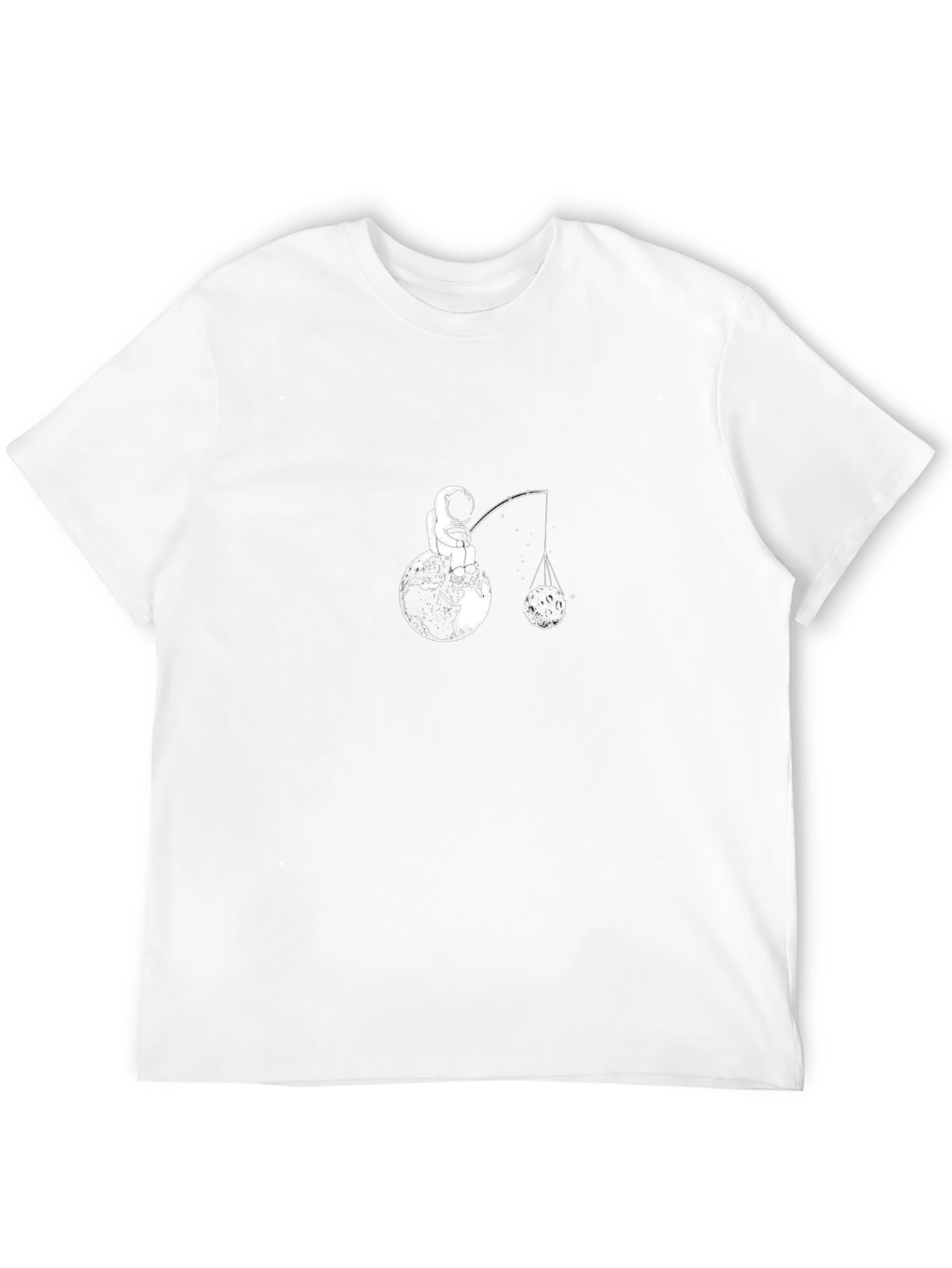 Astronaut Fishing for the Moon Black T-Shirt