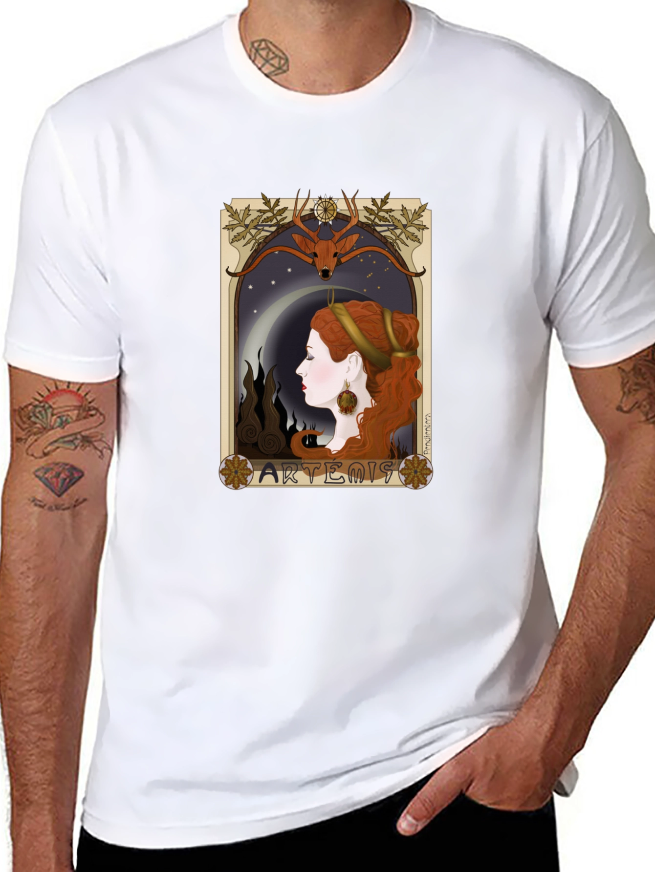 Artemis Art Nouveau T-Shirt - Classic Goddess Design