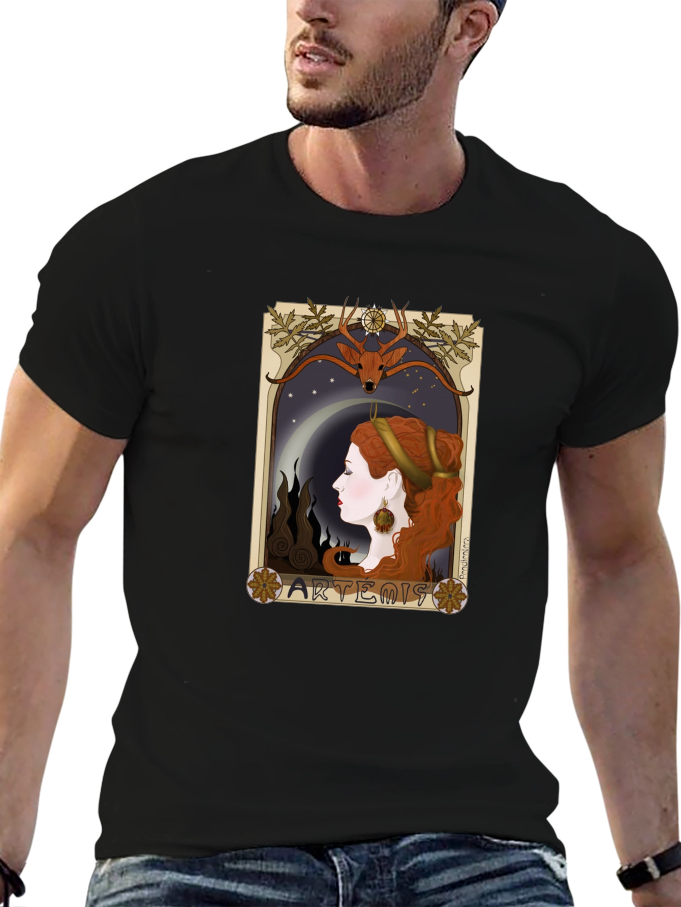 Artemis Art Nouveau T-Shirt - Classic Goddess Design